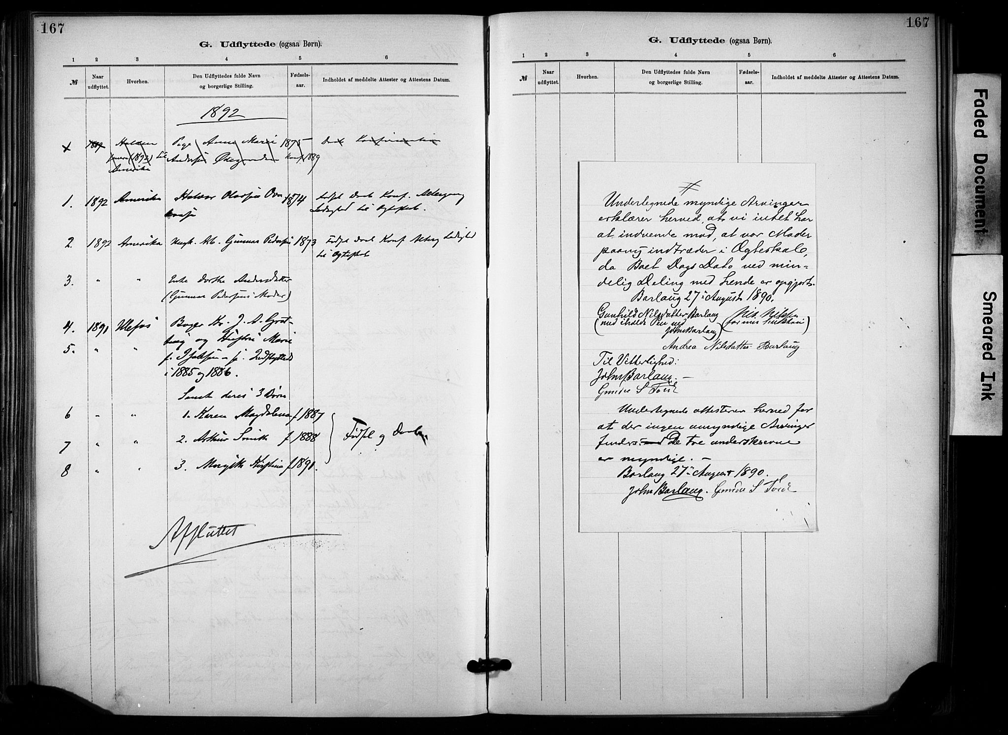 Lunde kirkebøker, SAKO/A-282/F/Fa/L0002: Parish register (official) no. I 2, 1884-1892, p. 167