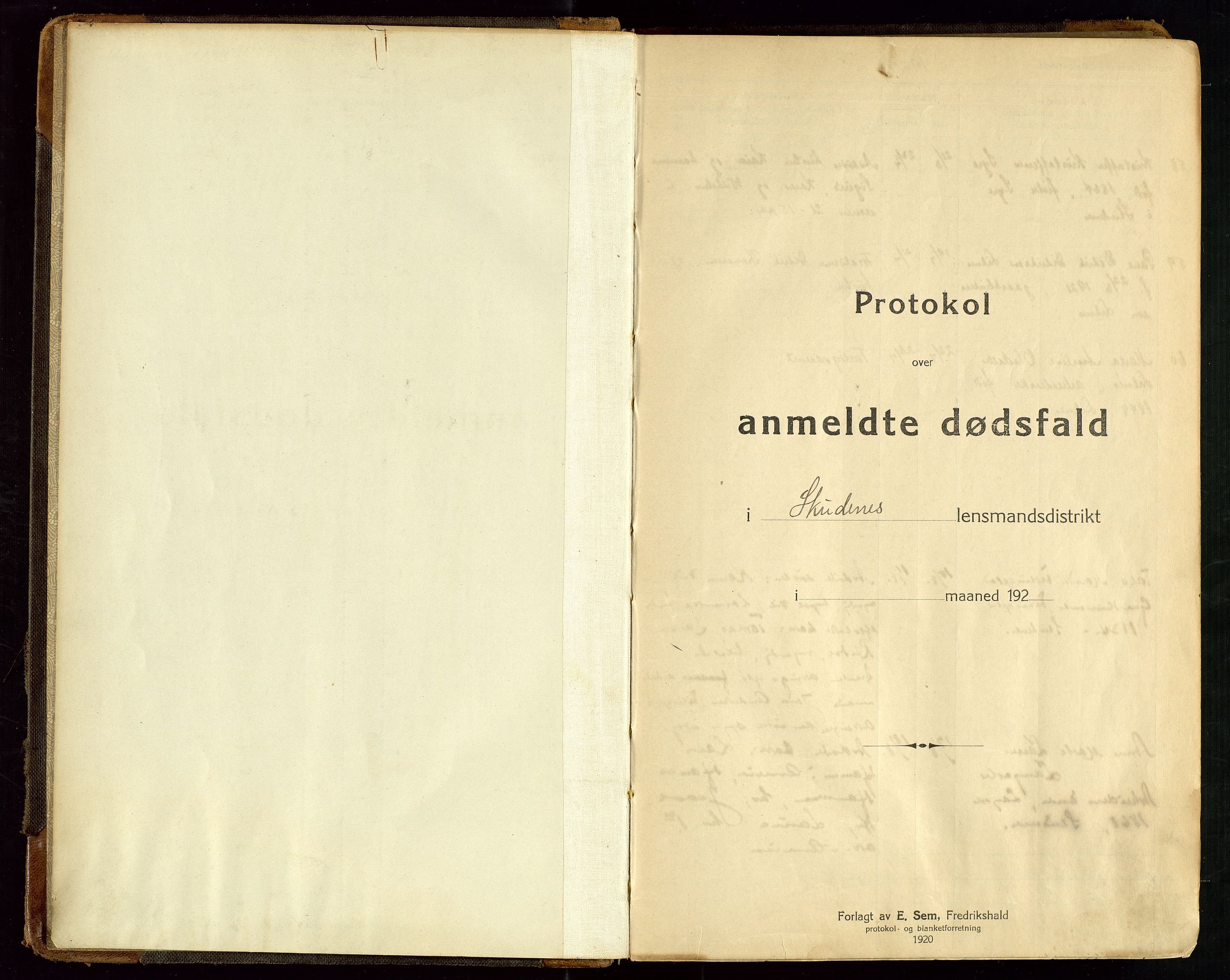 Skudenes lensmannskontor, AV/SAST-A-100444/Gga/L0005: "Protokol over anmeldte dødsfald", 1921-1931