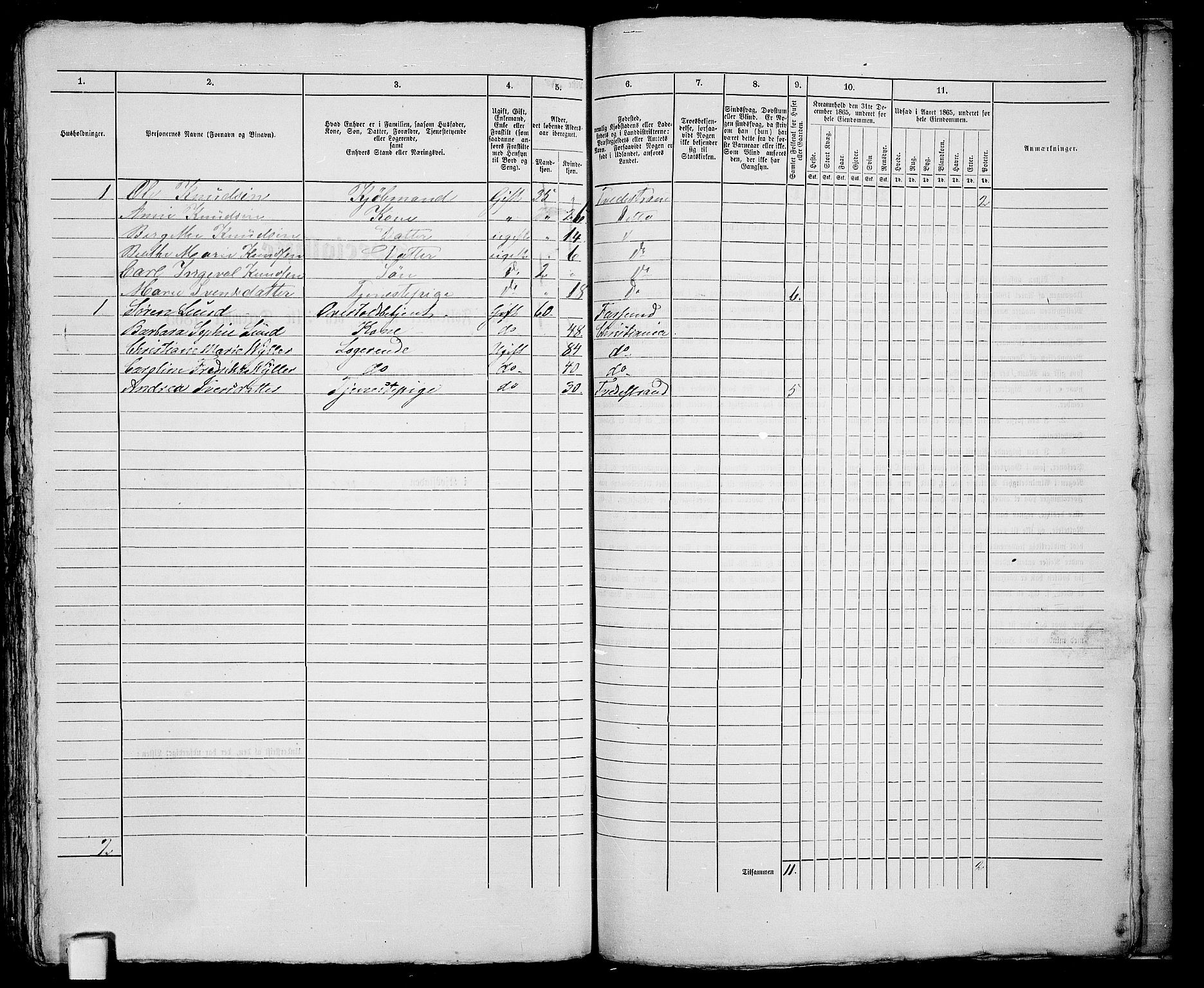RA, 1865 census for Holt/Tvedestrand, 1865, p. 311