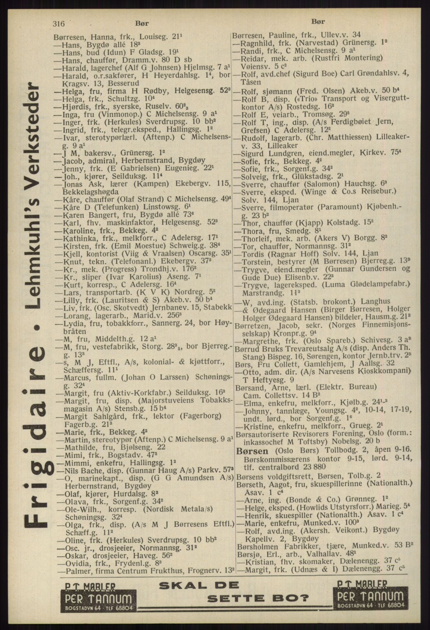 Kristiania/Oslo adressebok, PUBL/-, 1939, p. 316