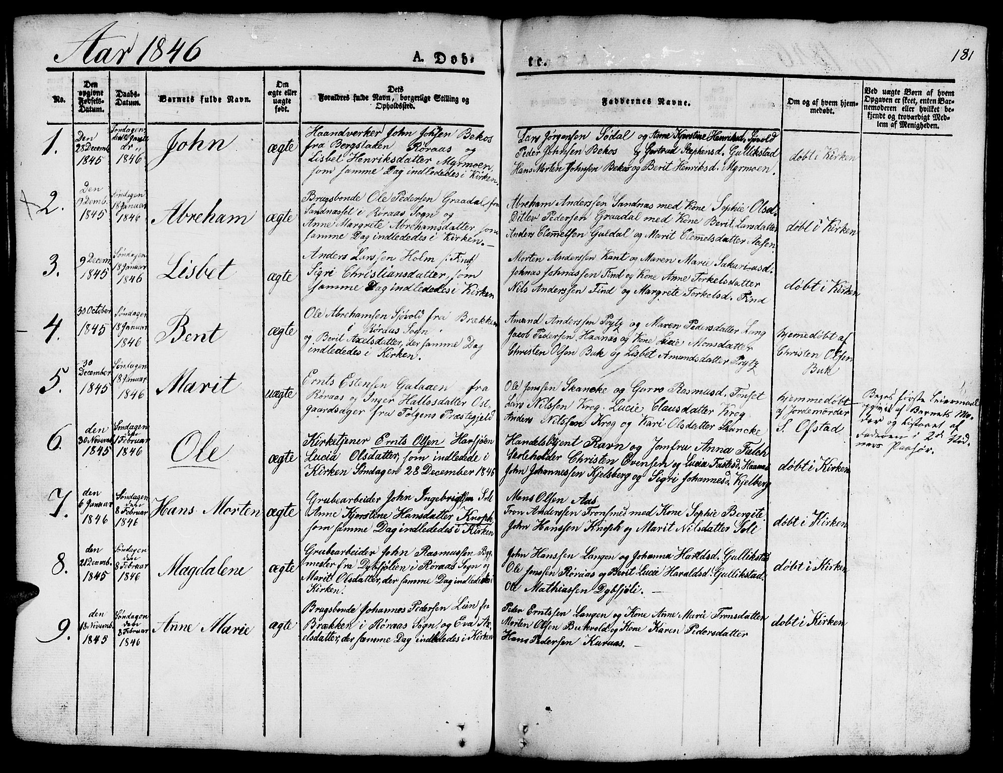 Ministerialprotokoller, klokkerbøker og fødselsregistre - Sør-Trøndelag, SAT/A-1456/681/L0938: Parish register (copy) no. 681C02, 1829-1879, p. 181