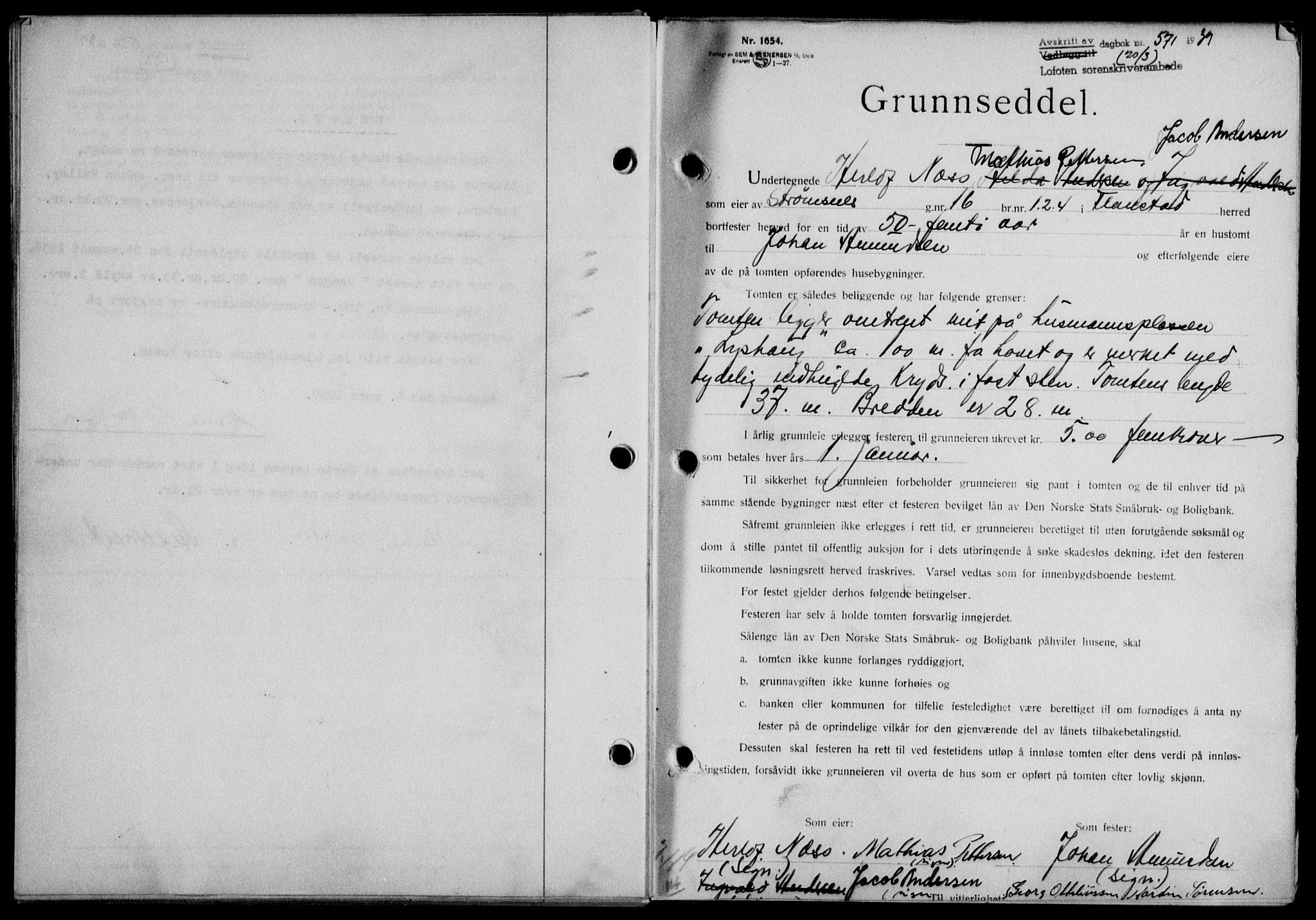 Lofoten sorenskriveri, SAT/A-0017/1/2/2C/L0005a: Mortgage book no. 5a, 1939-1939, Diary no: : 571/1939