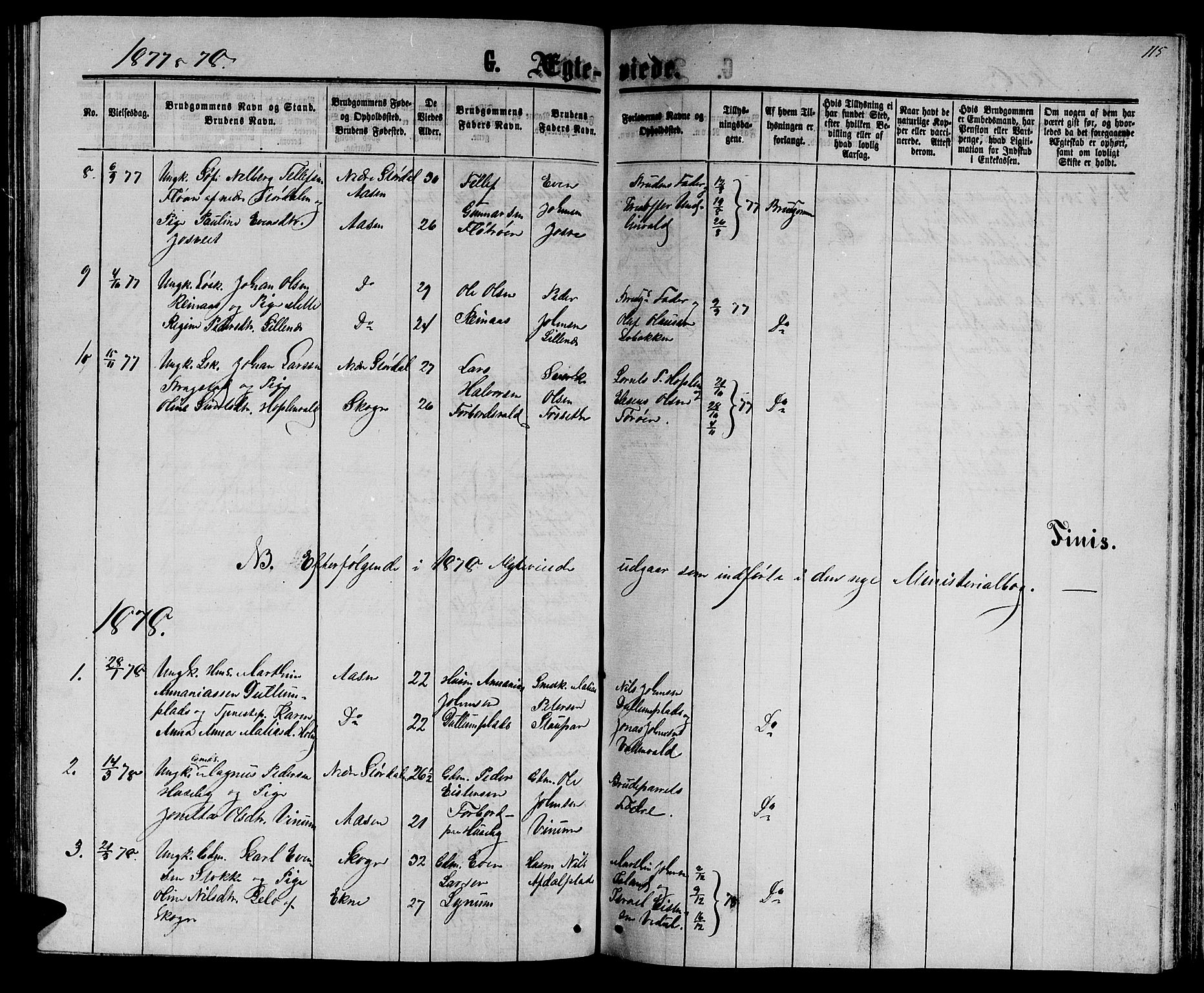 Ministerialprotokoller, klokkerbøker og fødselsregistre - Nord-Trøndelag, SAT/A-1458/714/L0133: Parish register (copy) no. 714C02, 1865-1877, p. 115