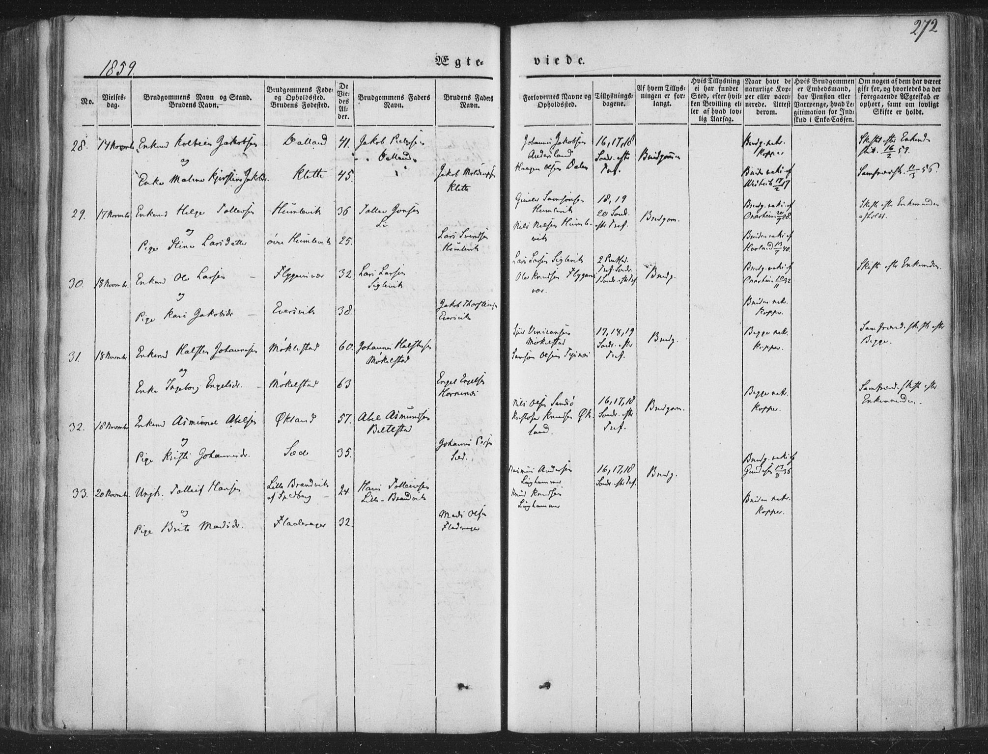 Tysnes sokneprestembete, AV/SAB-A-78601/H/Haa: Parish register (official) no. A 10, 1848-1859, p. 272