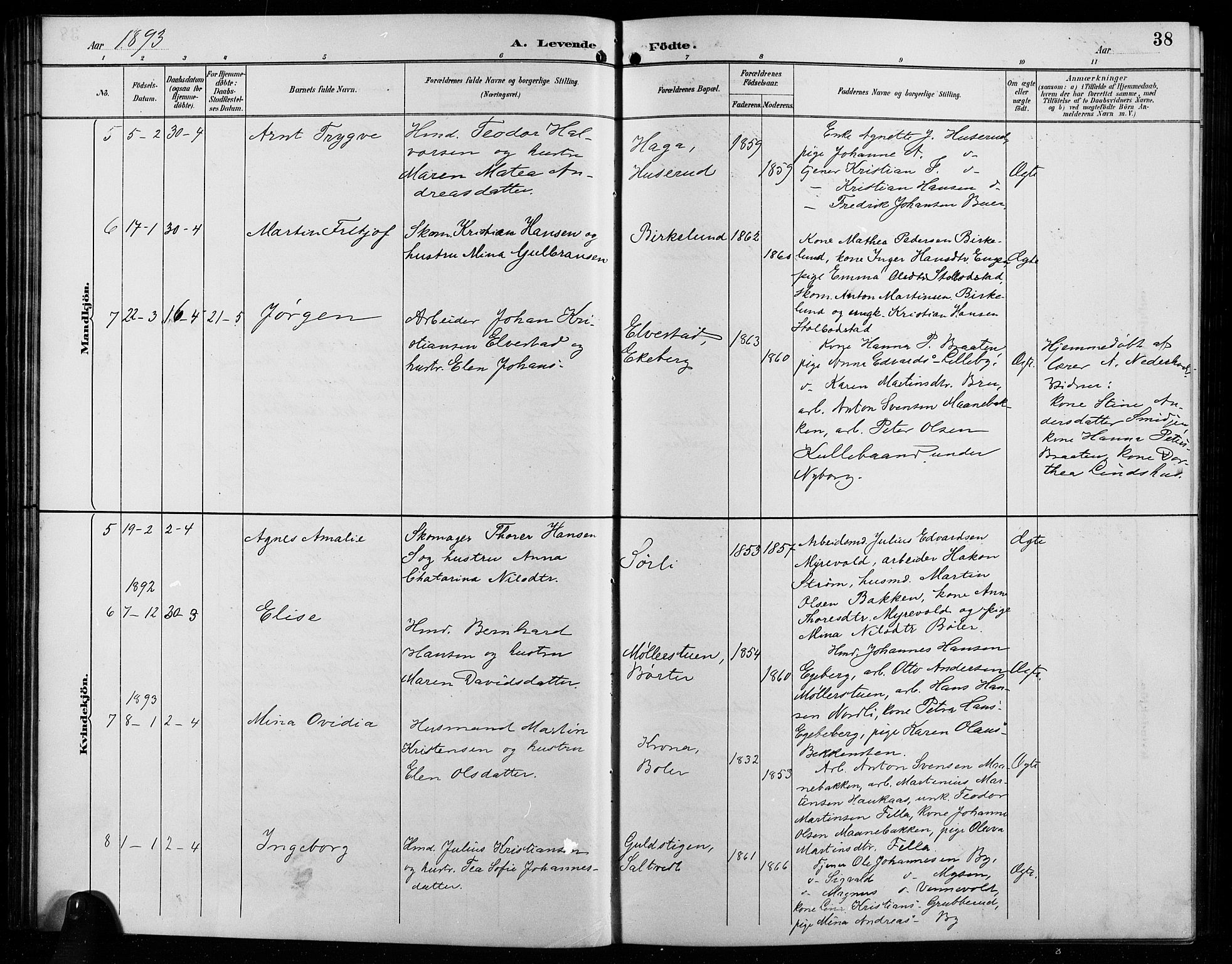 Enebakk prestekontor Kirkebøker, AV/SAO-A-10171c/G/Ga/L0006: Parish register (copy) no. I 6, 1889-1911, p. 38