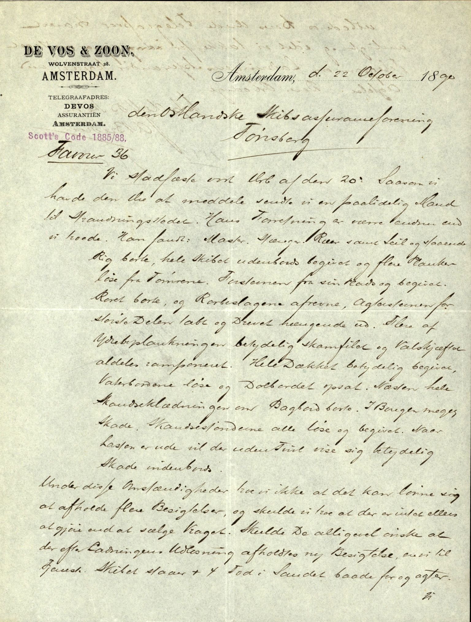 Pa 63 - Østlandske skibsassuranceforening, VEMU/A-1079/G/Ga/L0026/0005: Havaridokumenter / Kalliope, Kali, Maas, Favour, Lindesnæs, 1890, p. 72