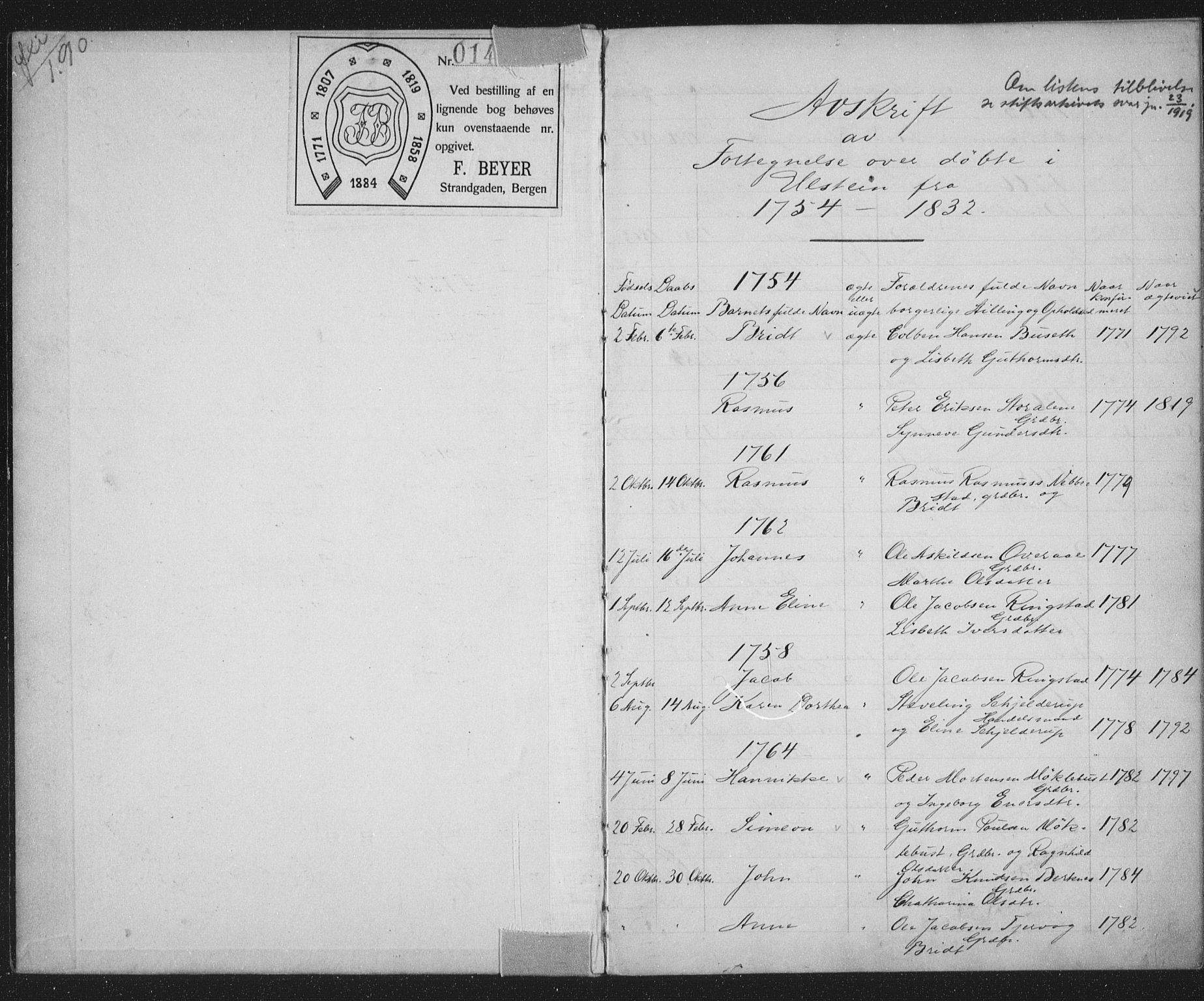 Ministerialprotokoller, klokkerbøker og fødselsregistre - Møre og Romsdal, AV/SAT-A-1454/509/L0117: Parish register (official) no. 509D01, 1754-1832