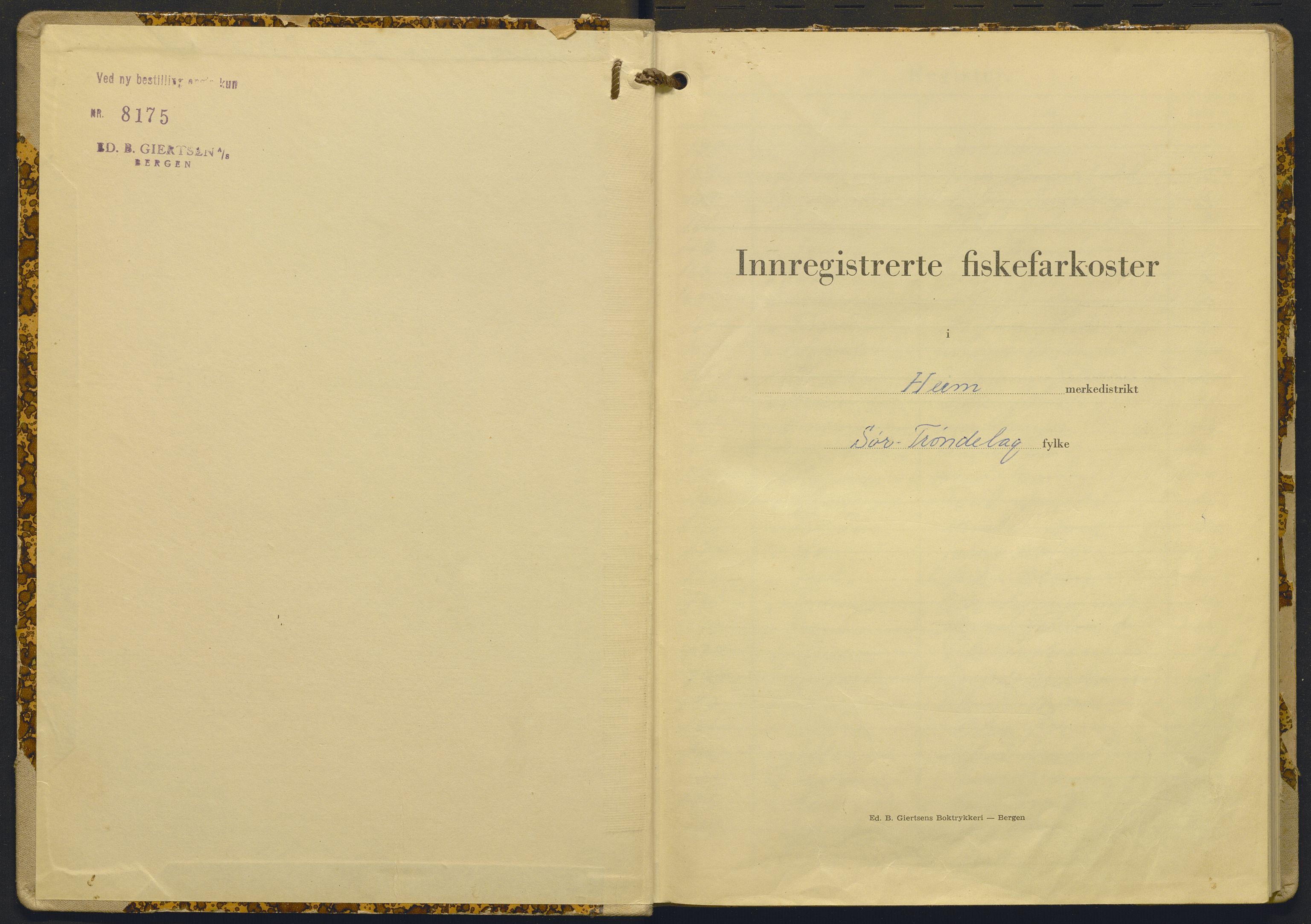 Fiskeridirektoratet - 1 Adm. ledelse - 13 Båtkontoret, AV/SAB-A-2003/I/Ia/Iae/L0015: 135.0508/3 Merkeprotokoll - Heim, 1956-1962