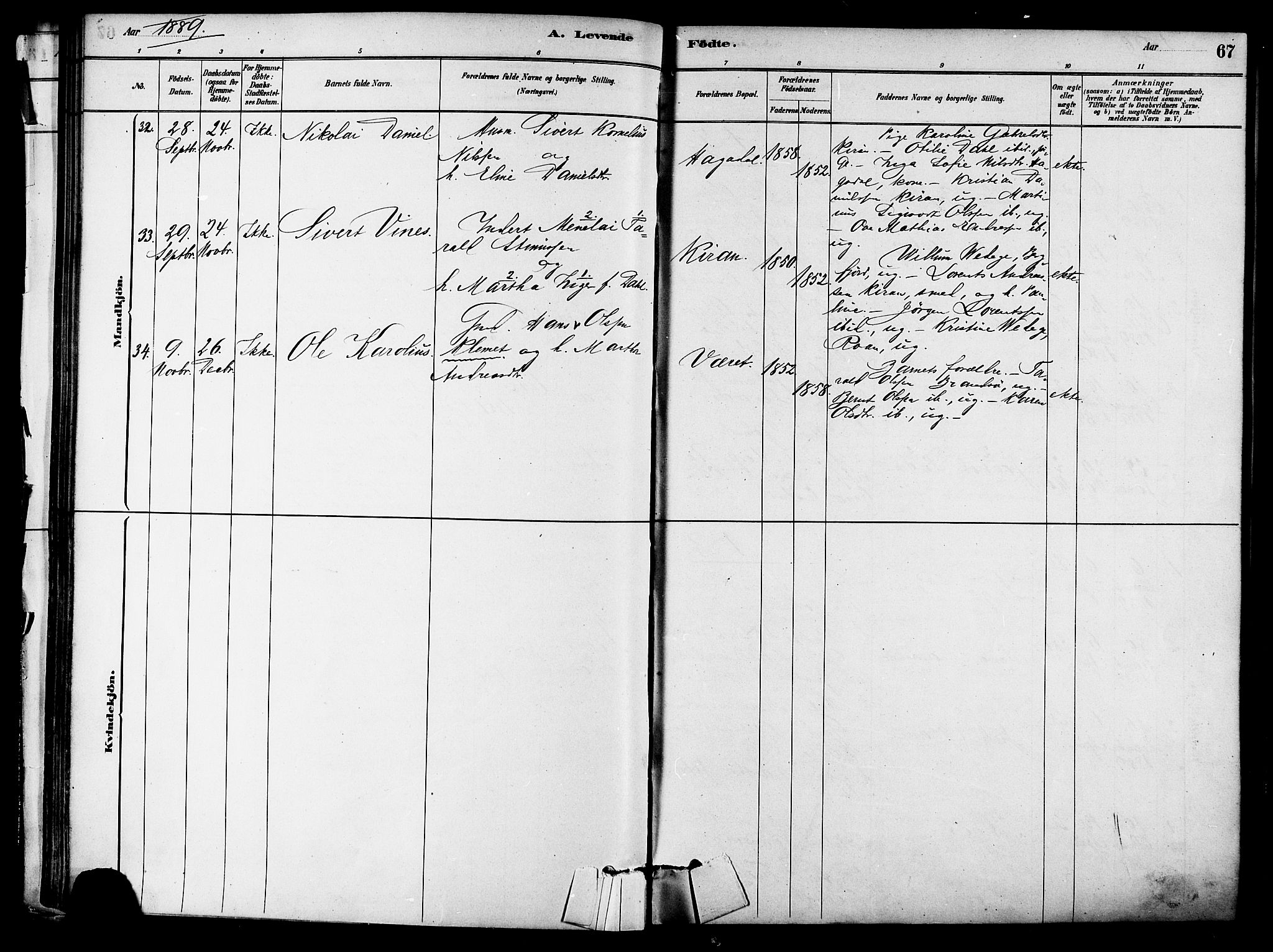 Ministerialprotokoller, klokkerbøker og fødselsregistre - Sør-Trøndelag, SAT/A-1456/657/L0707: Parish register (official) no. 657A08, 1879-1893, p. 67