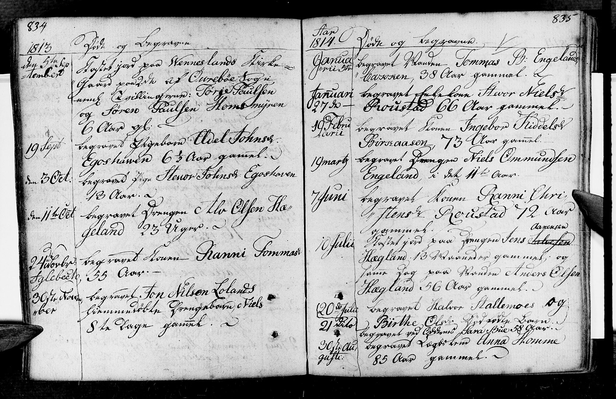 Vennesla sokneprestkontor, AV/SAK-1111-0045/Fa/Fac/L0002: Parish register (official) no. A 2, 1785-1834, p. 834-835