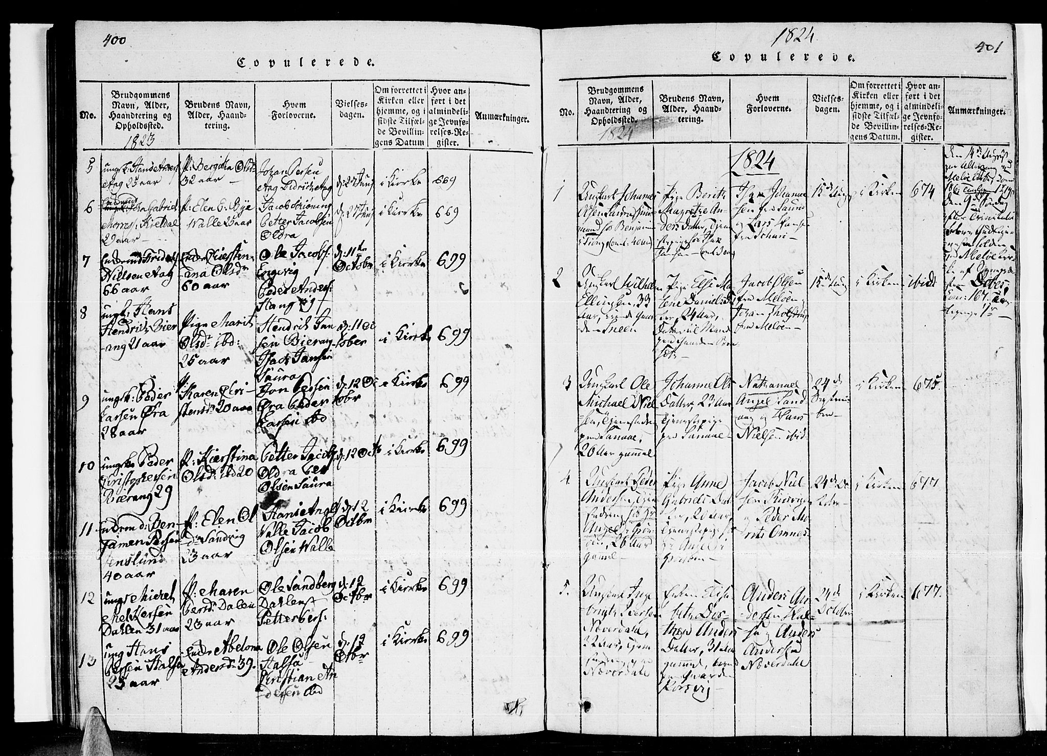 Ministerialprotokoller, klokkerbøker og fødselsregistre - Nordland, SAT/A-1459/841/L0593: Parish register (official) no. 841A04 /2, 1820-1825, p. 400-401