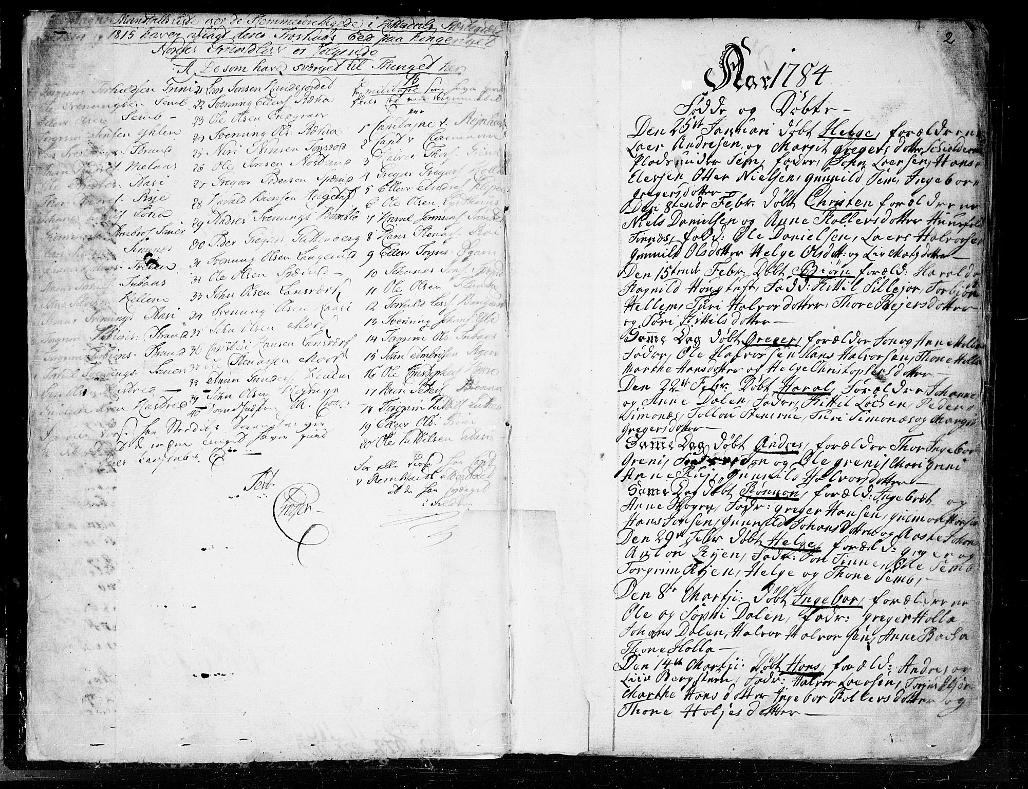 Heddal kirkebøker, SAKO/A-268/F/Fa/L0004: Parish register (official) no. I 4, 1784-1814, p. 2