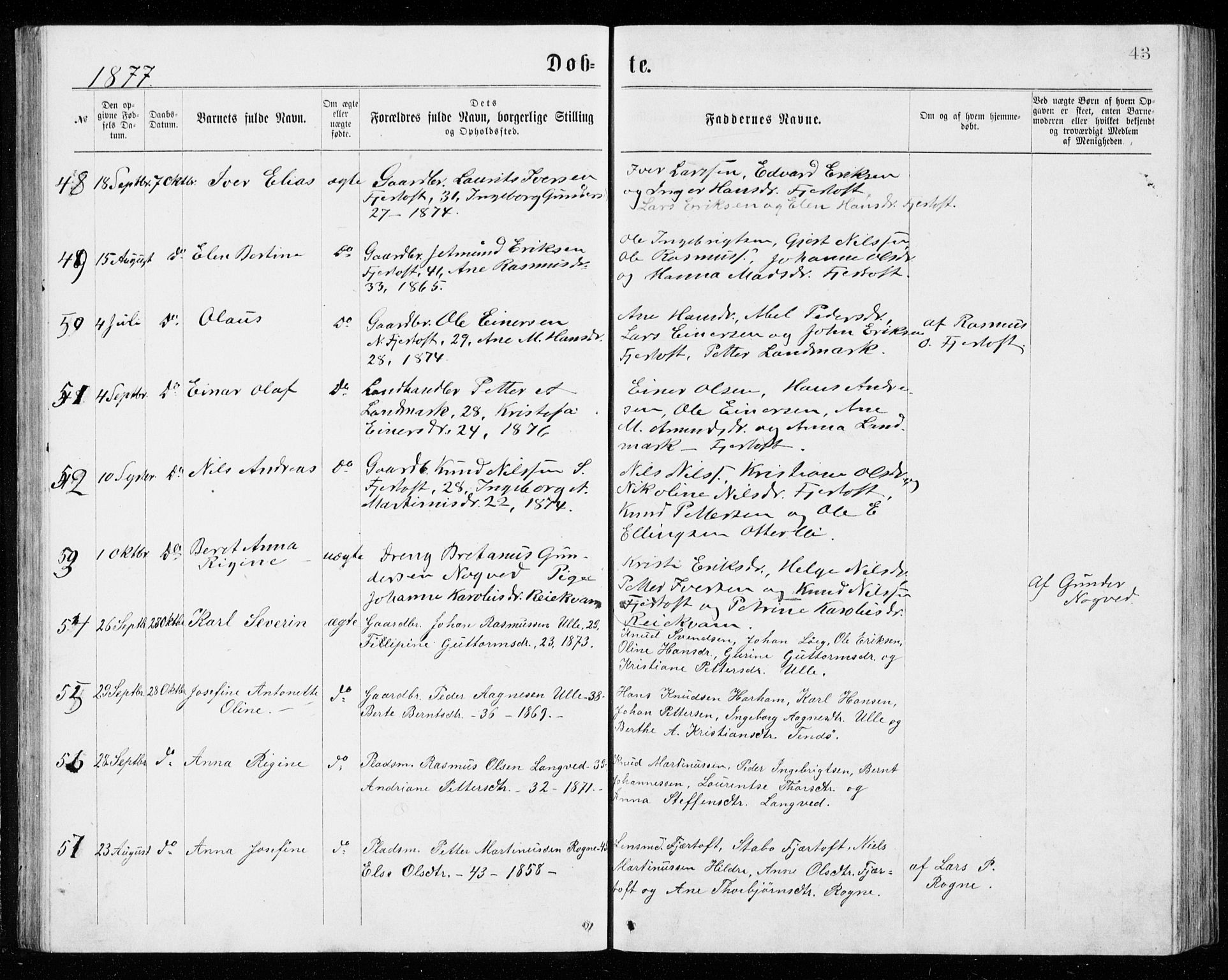 Ministerialprotokoller, klokkerbøker og fødselsregistre - Møre og Romsdal, AV/SAT-A-1454/536/L0509: Parish register (copy) no. 536C04, 1871-1881, p. 43