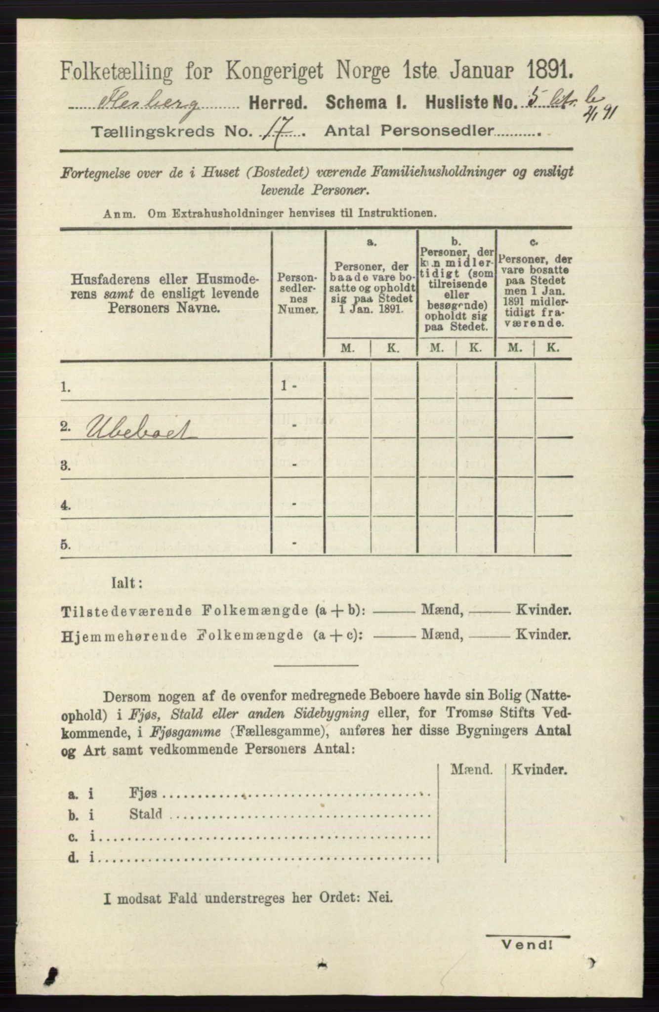 RA, 1891 census for 0631 Flesberg, 1891, p. 2980