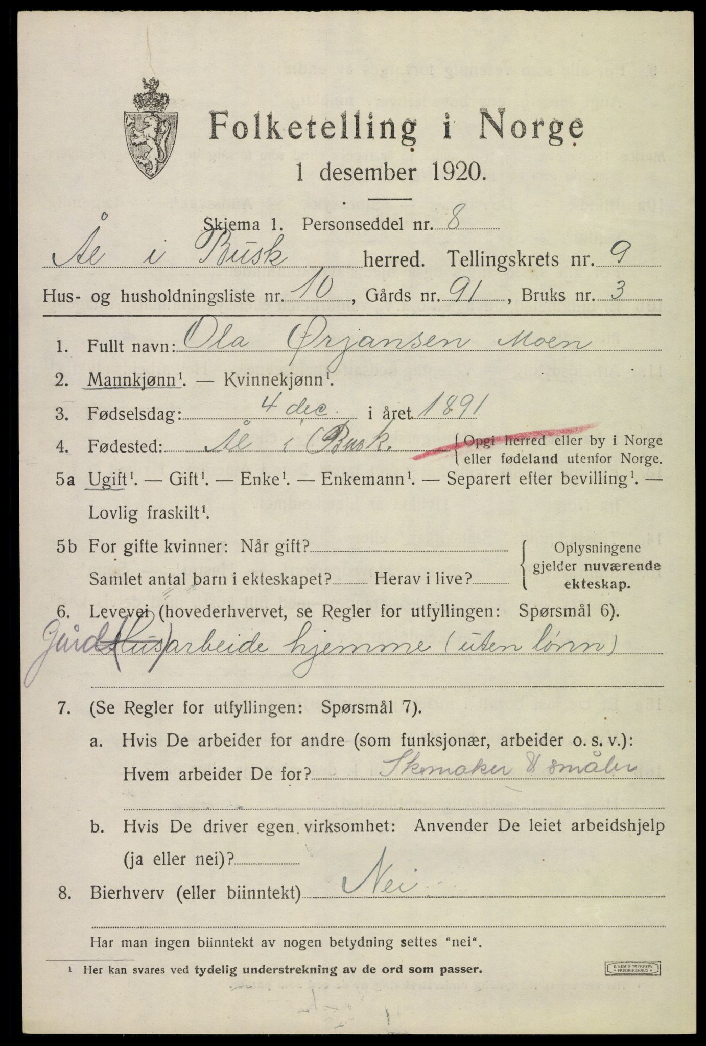 SAKO, 1920 census for Ål, 1920, p. 5788