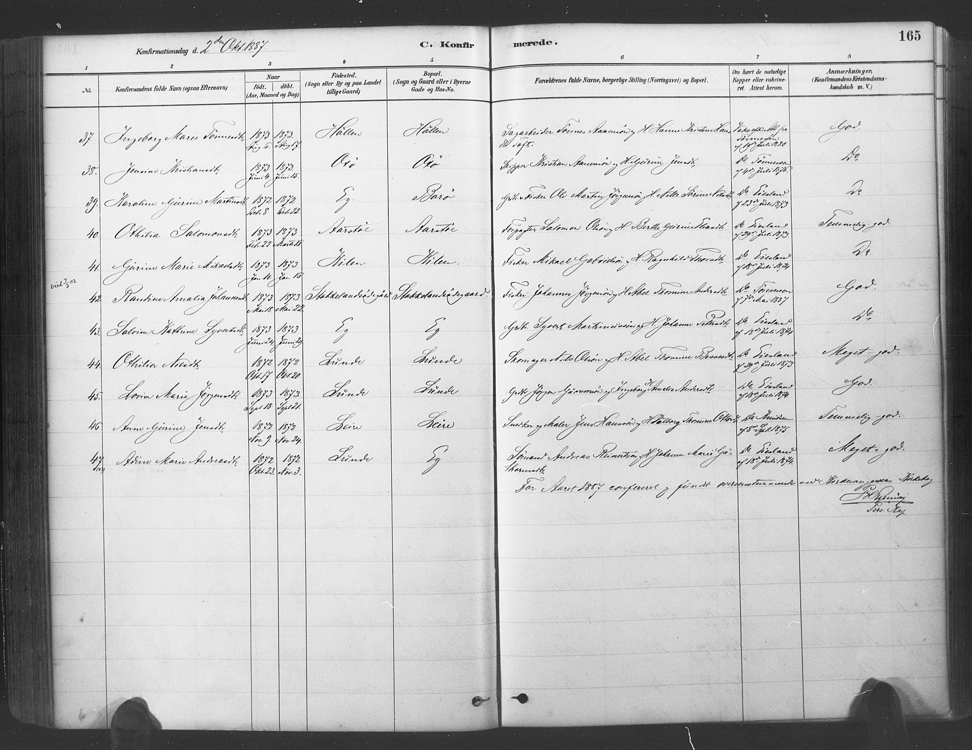 Søgne sokneprestkontor, AV/SAK-1111-0037/F/Fa/Fab/L0012: Parish register (official) no. A 12, 1880-1891, p. 165