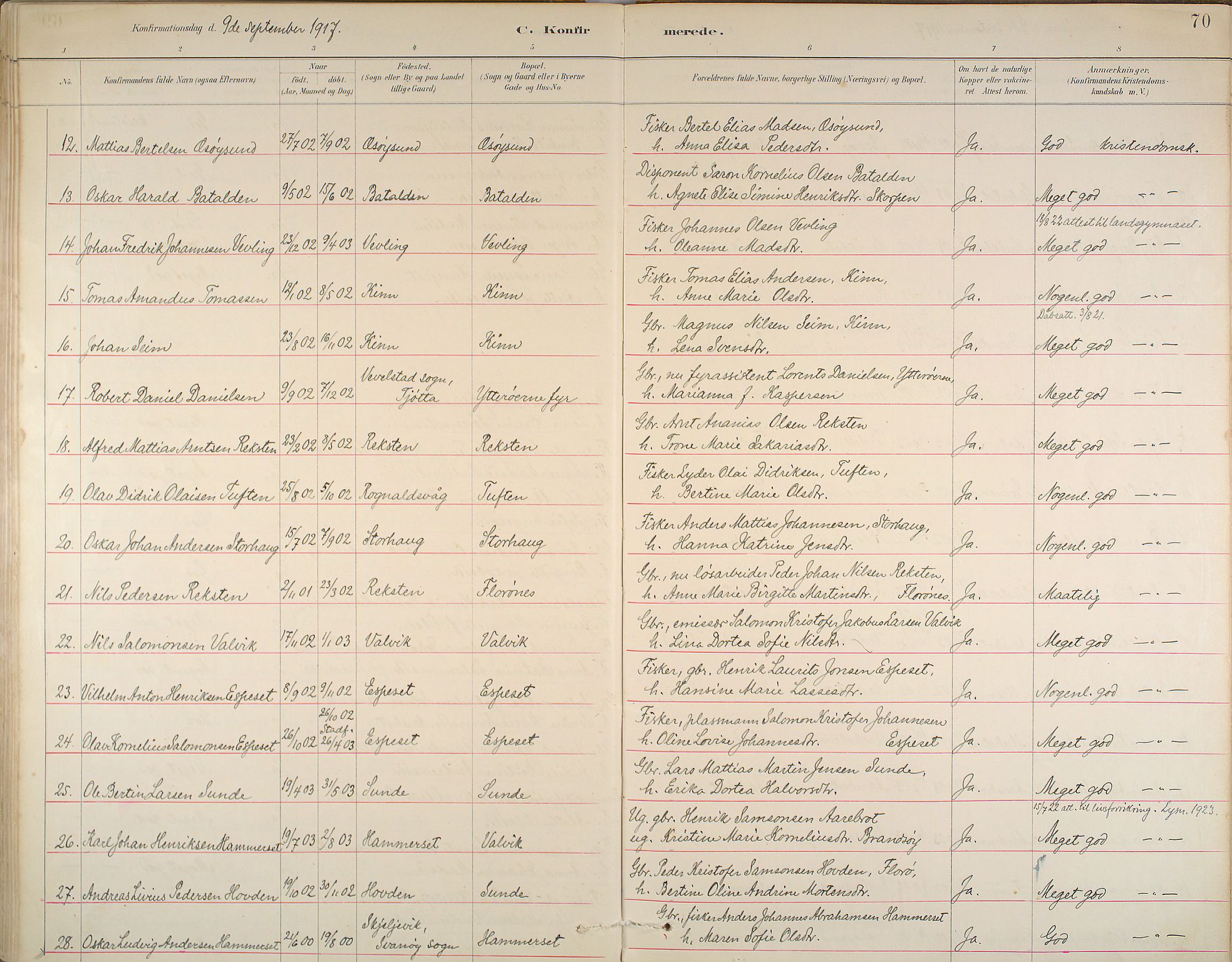 Kinn sokneprestembete, SAB/A-80801/H/Haa/Haab/L0006: Parish register (official) no. B 6, 1883-1925, p. 70