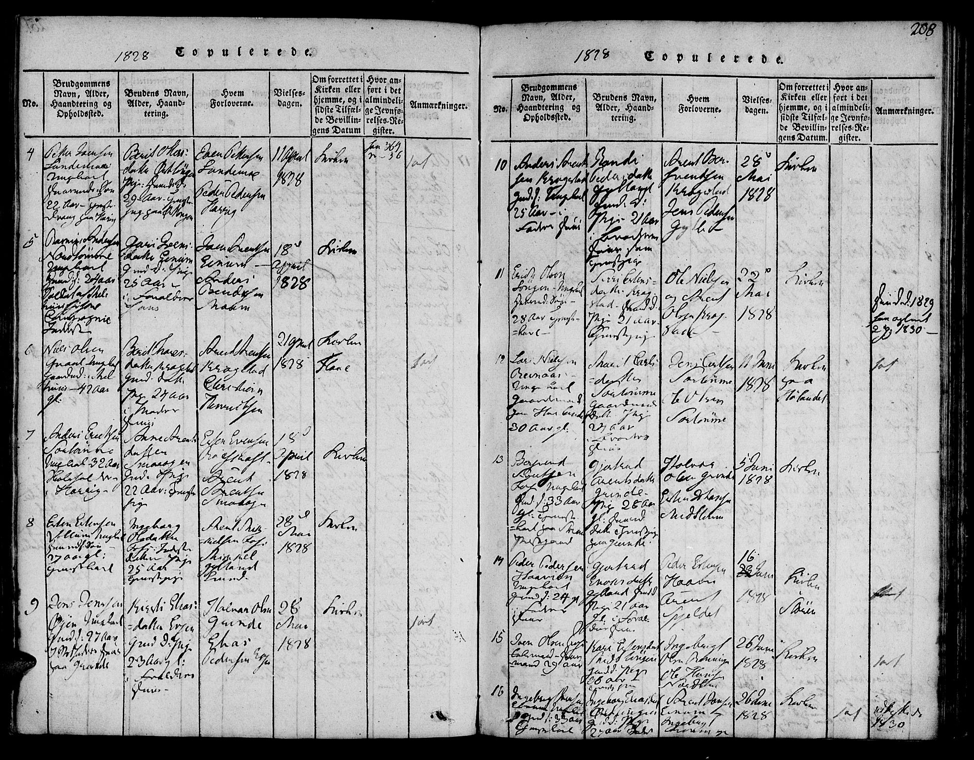 Ministerialprotokoller, klokkerbøker og fødselsregistre - Sør-Trøndelag, SAT/A-1456/692/L1102: Parish register (official) no. 692A02, 1816-1842, p. 208