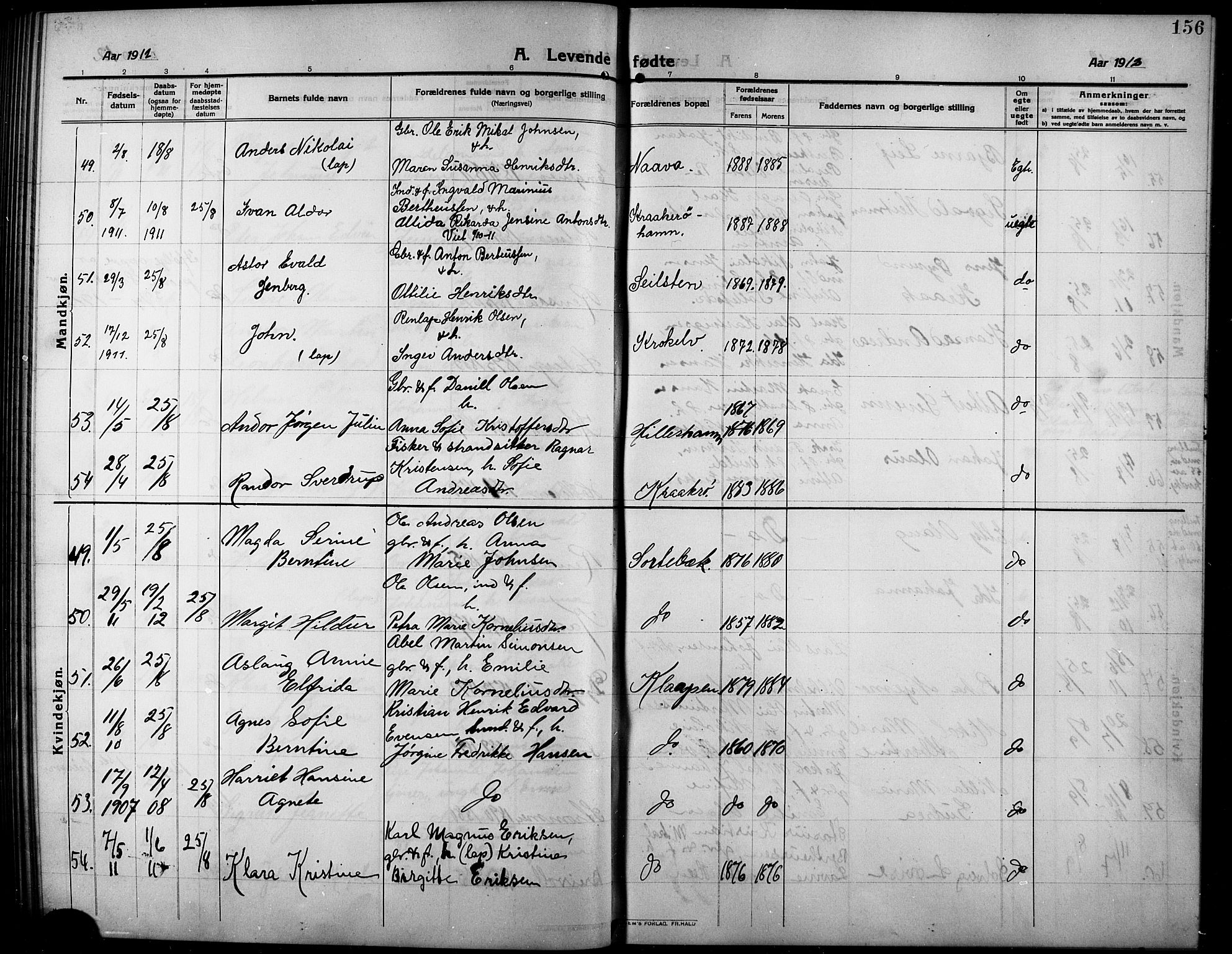 Ibestad sokneprestembete, AV/SATØ-S-0077/H/Ha/Hab/L0009klokker: Parish register (copy) no. 9, 1902-1914, p. 156