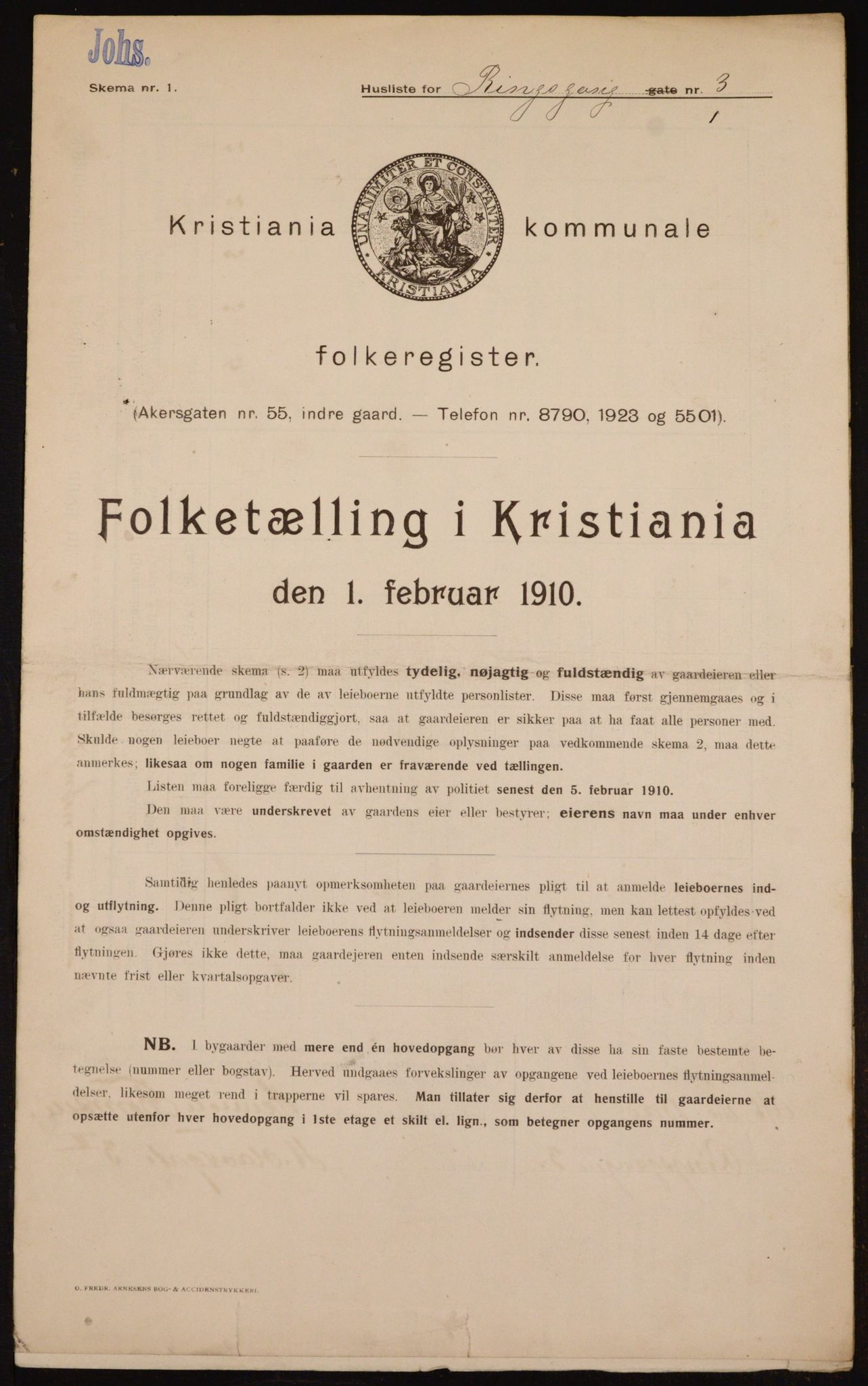 OBA, Municipal Census 1910 for Kristiania, 1910, p. 79509