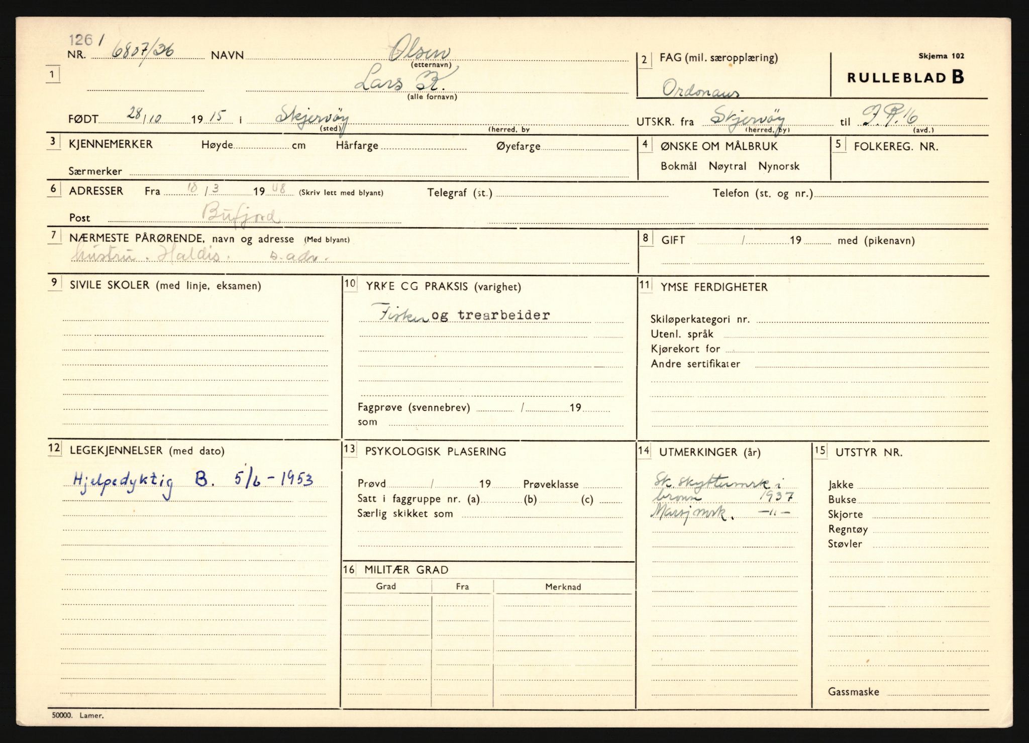 Forsvaret, Troms infanteriregiment nr. 16, AV/RA-RAFA-3146/P/Pa/L0020: Rulleblad for regimentets menige mannskaper, årsklasse 1936, 1936, p. 1037