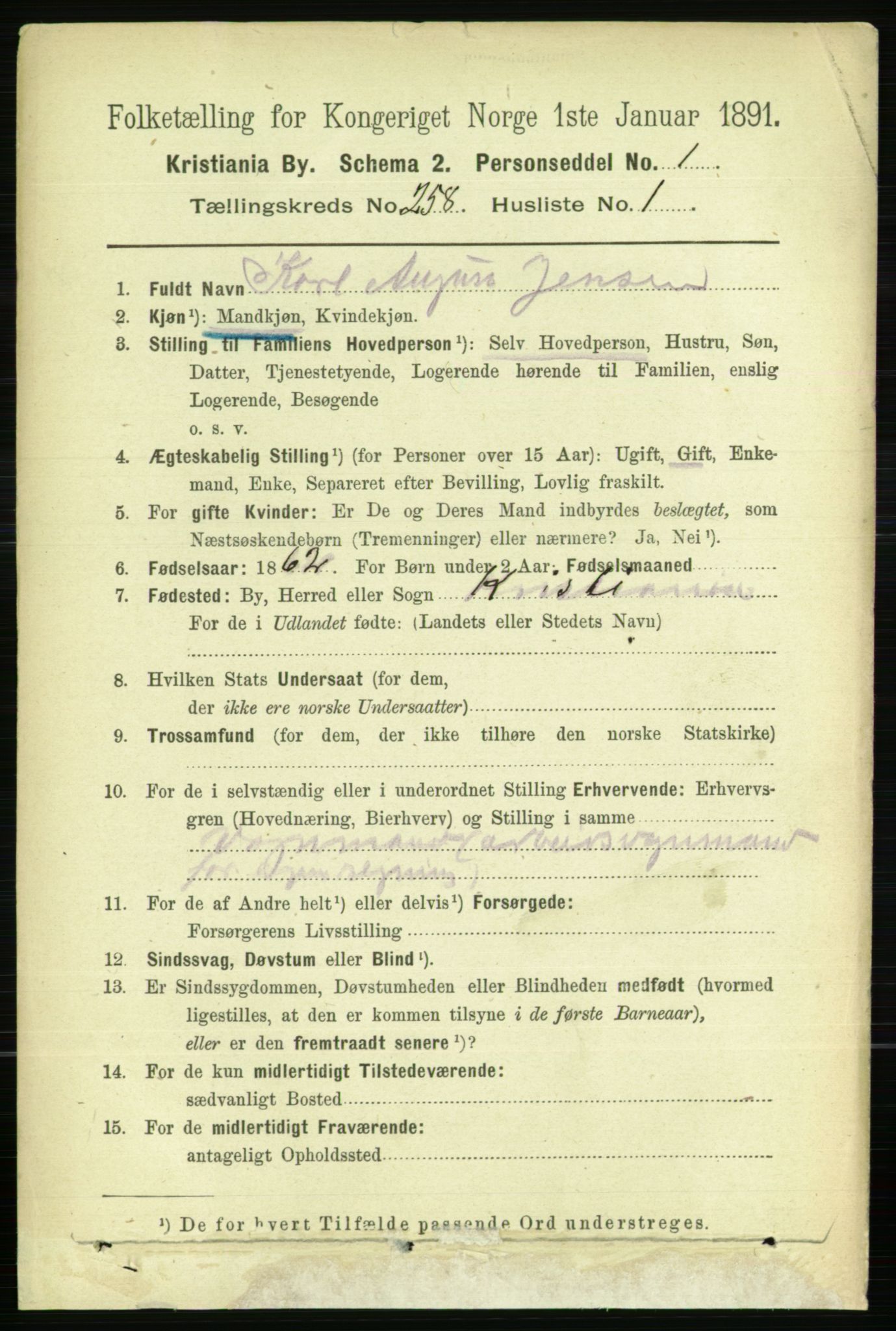 RA, 1891 census for 0301 Kristiania, 1891, p. 157131