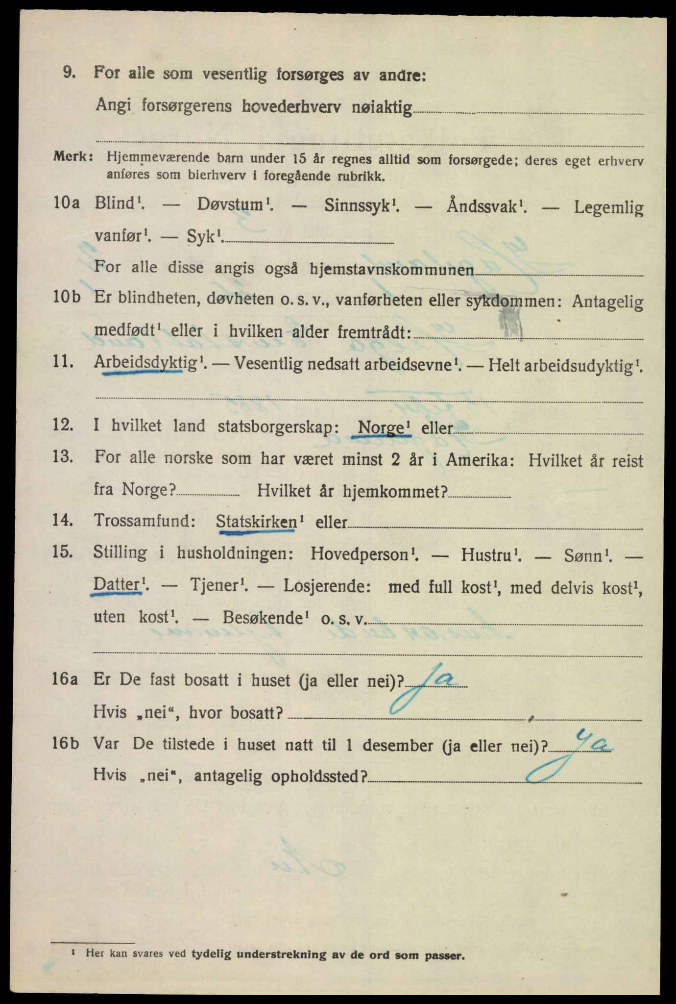 SAK, 1920 census for Hægeland, 1920, p. 616