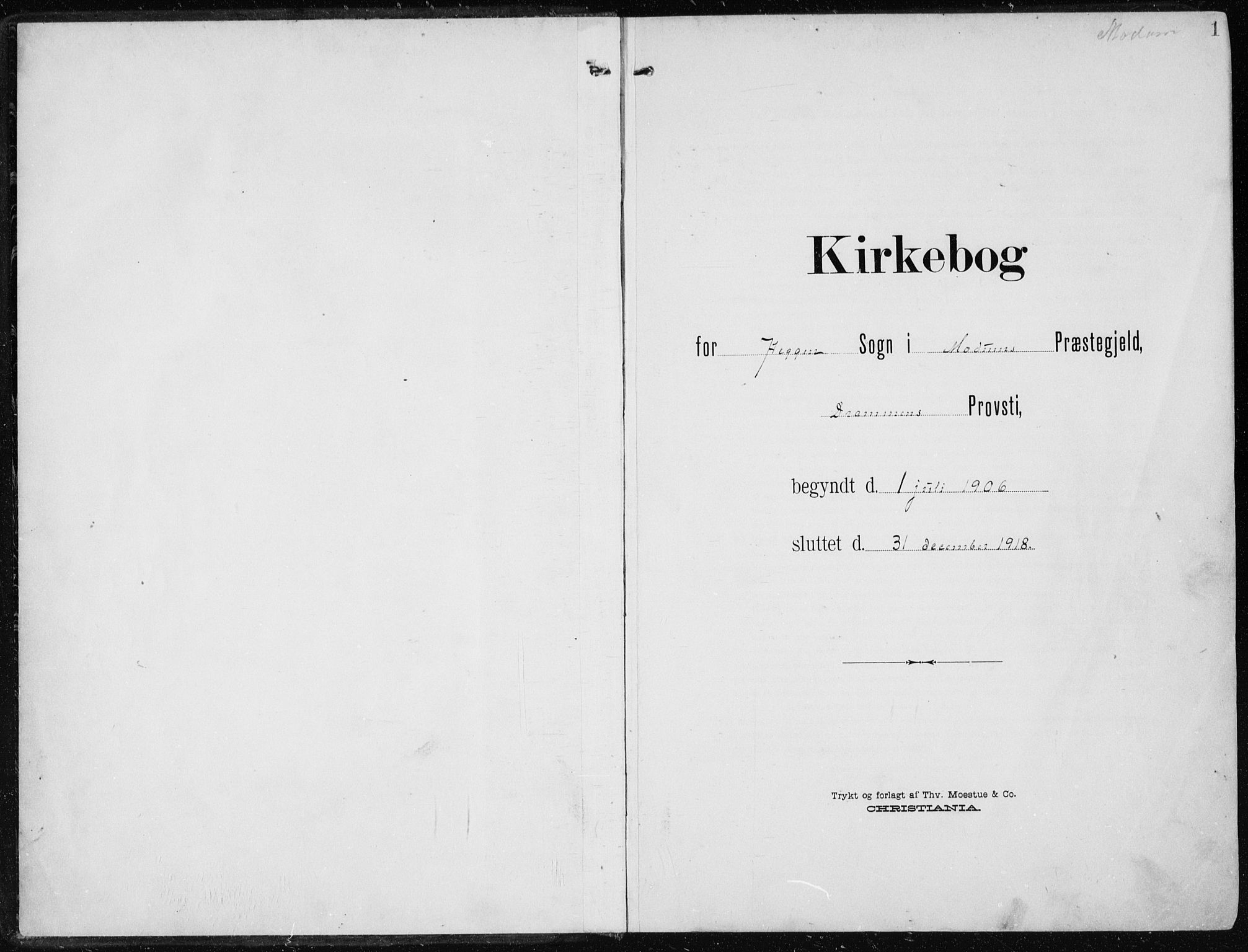 Modum kirkebøker, SAKO/A-234/F/Fa/L0014a: Parish register (official) no. 14A, 1906-1918, p. 1