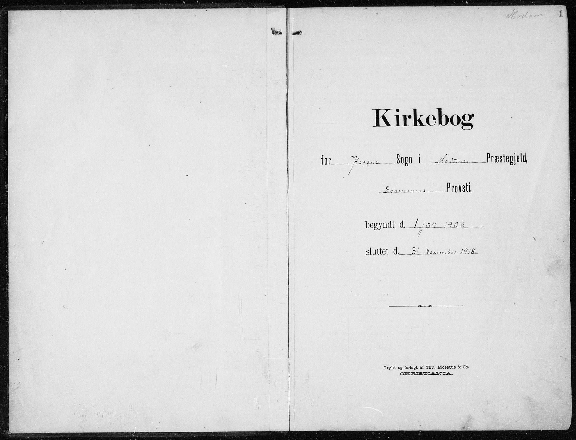 Modum kirkebøker, AV/SAKO-A-234/F/Fa/L0014a: Parish register (official) no. 14A, 1906-1918, p. 1