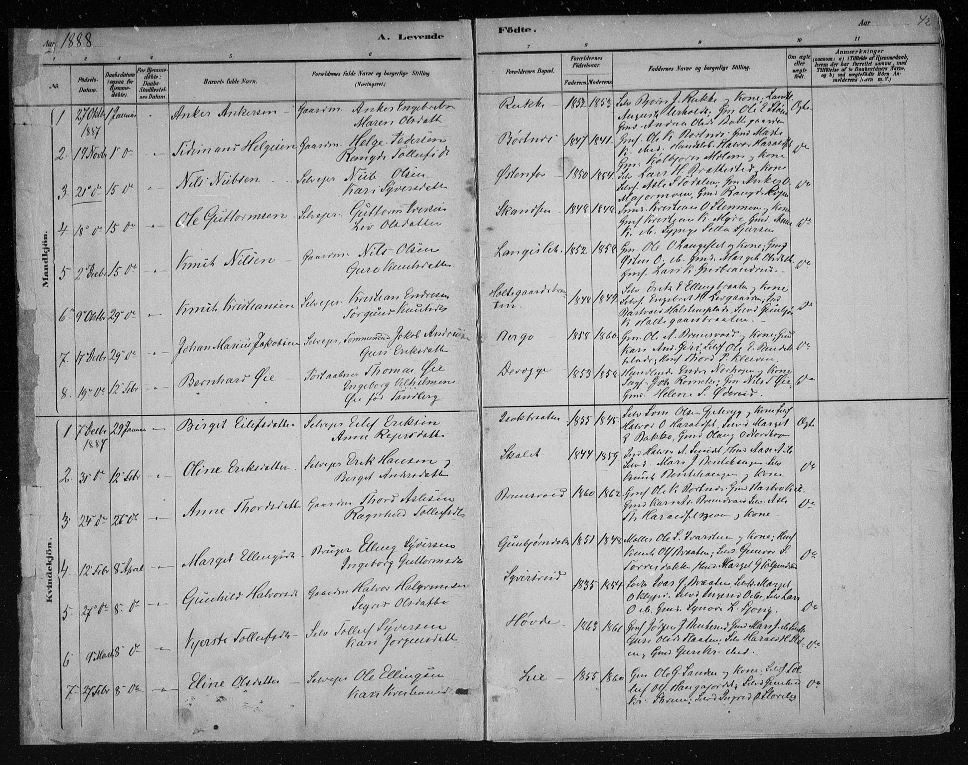 Nes kirkebøker, SAKO/A-236/F/Fa/L0011: Parish register (official) no. 11, 1881-1912, p. 42