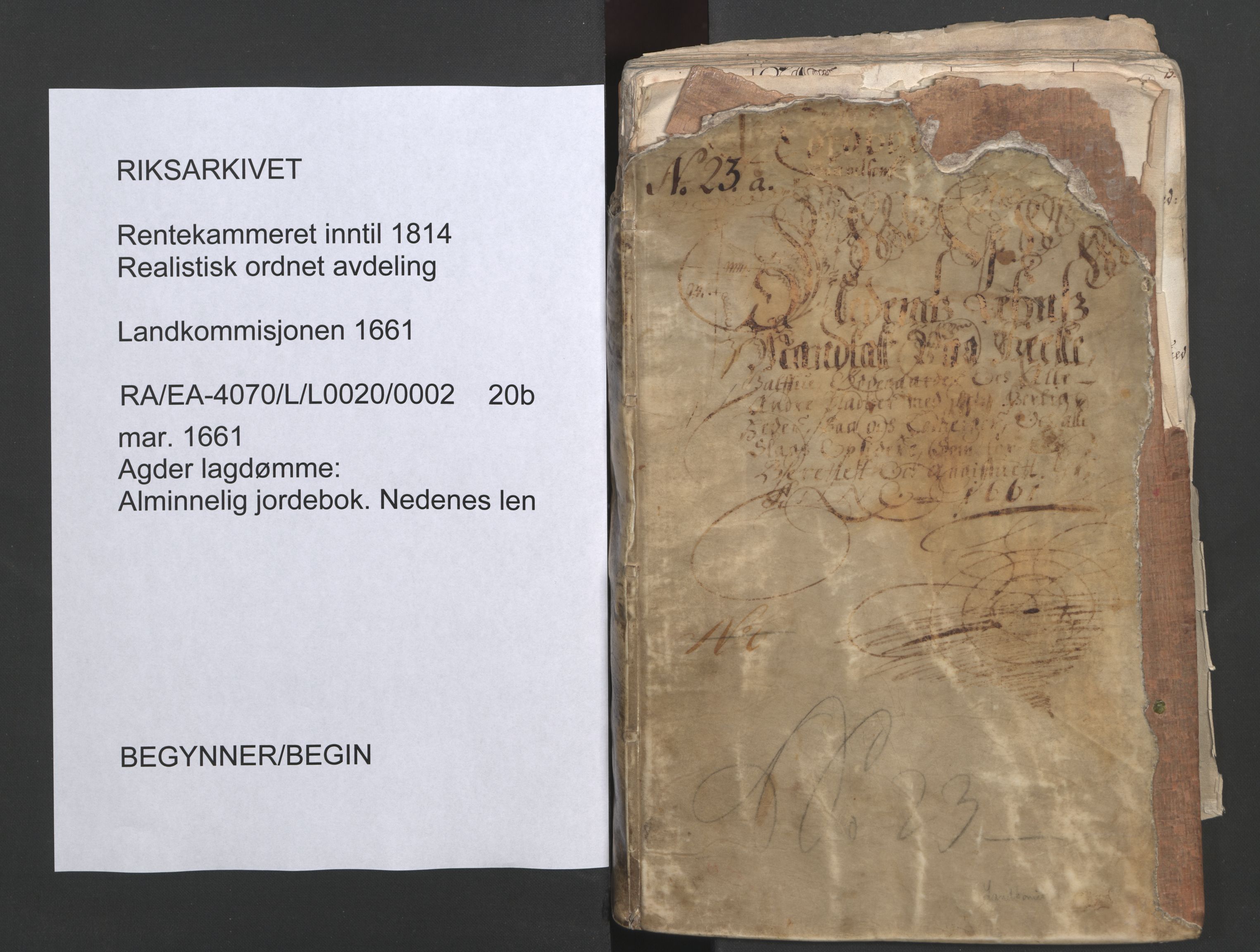 Rentekammeret inntil 1814, Realistisk ordnet avdeling, RA/EA-4070/L/L0020/0002: Agder lagdømme: / Alminnelig jordebok. Nedenes len, 1661