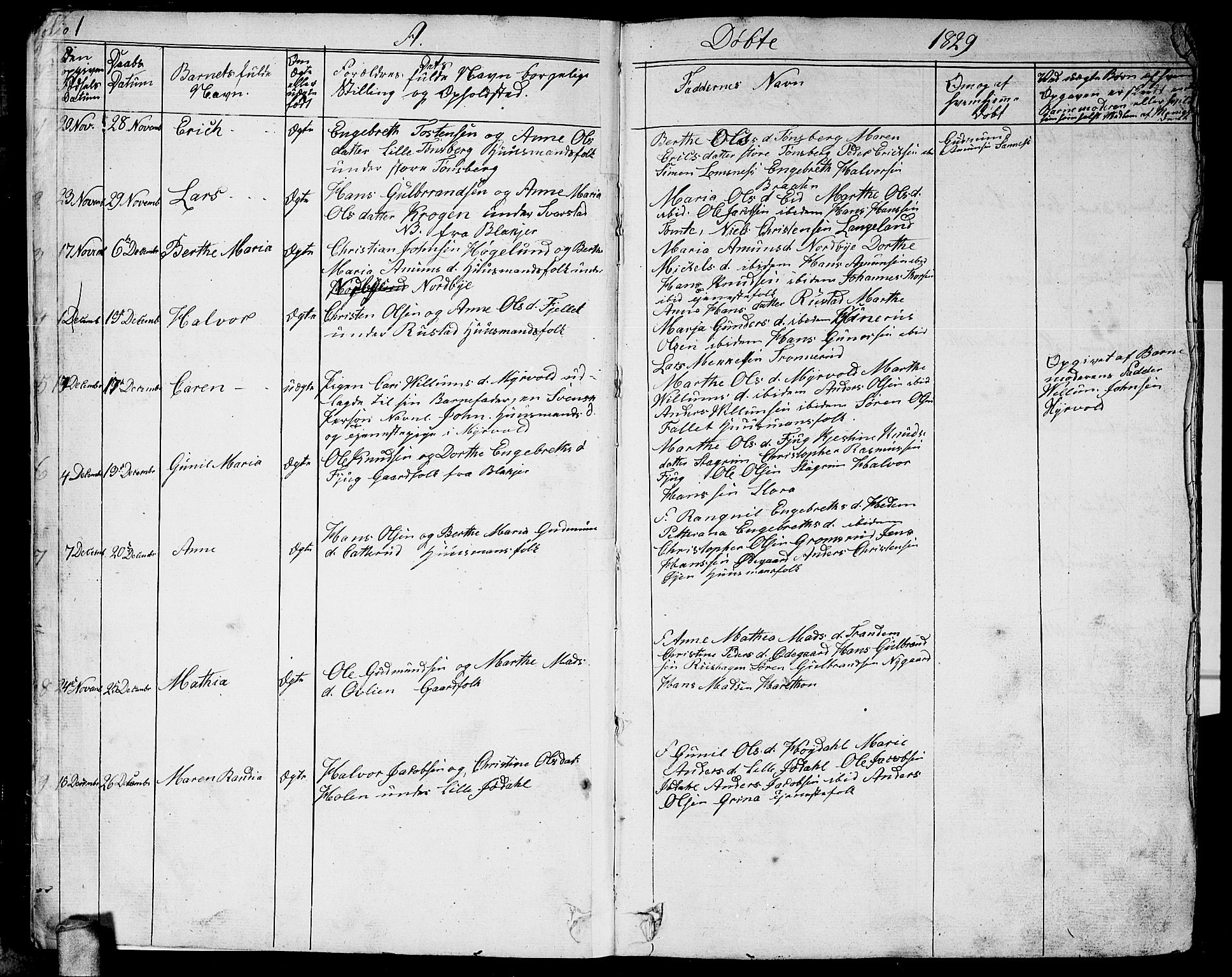 Aurskog prestekontor Kirkebøker, SAO/A-10304a/G/Ga/L0002: Parish register (copy) no. I 2, 1829-1857, p. 1