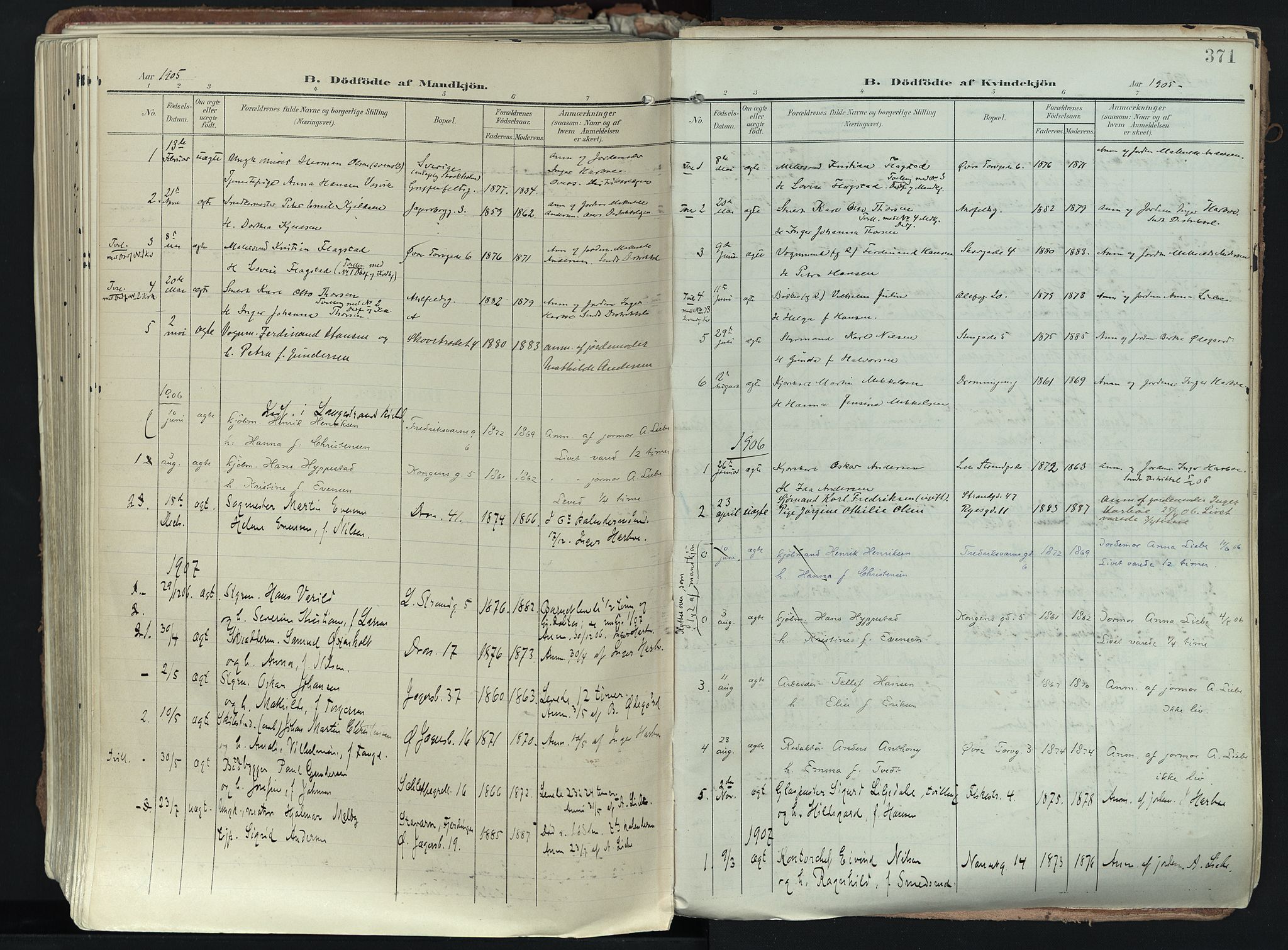 Larvik kirkebøker, SAKO/A-352/F/Fa/L0012: Parish register (official) no. I 12, 1905-1933, p. 371