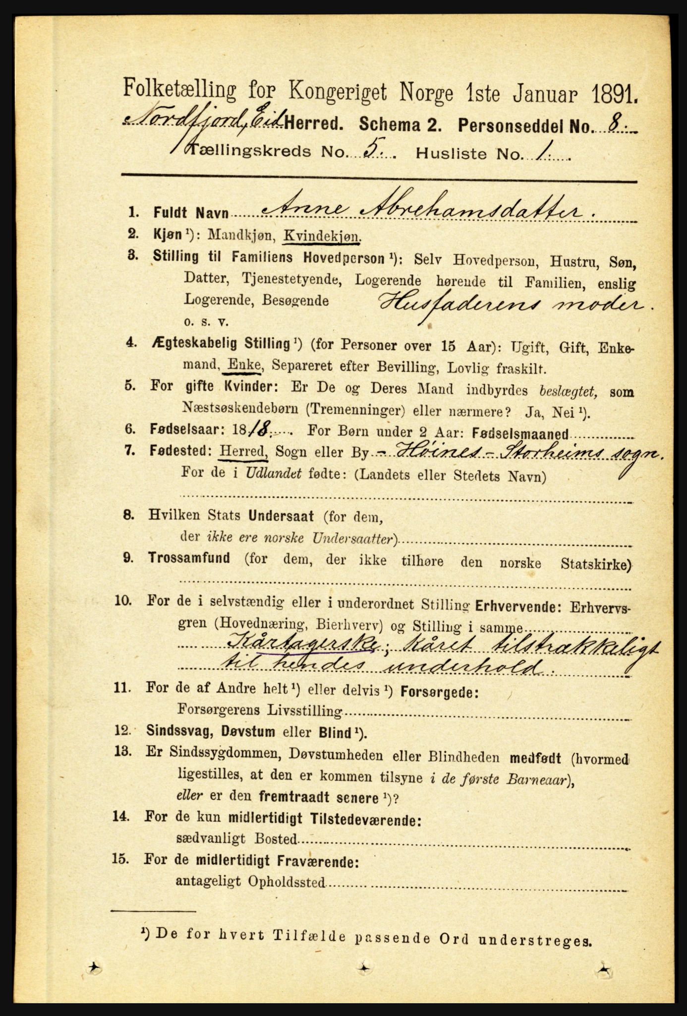 RA, 1891 census for 1443 Eid, 1891, p. 1154