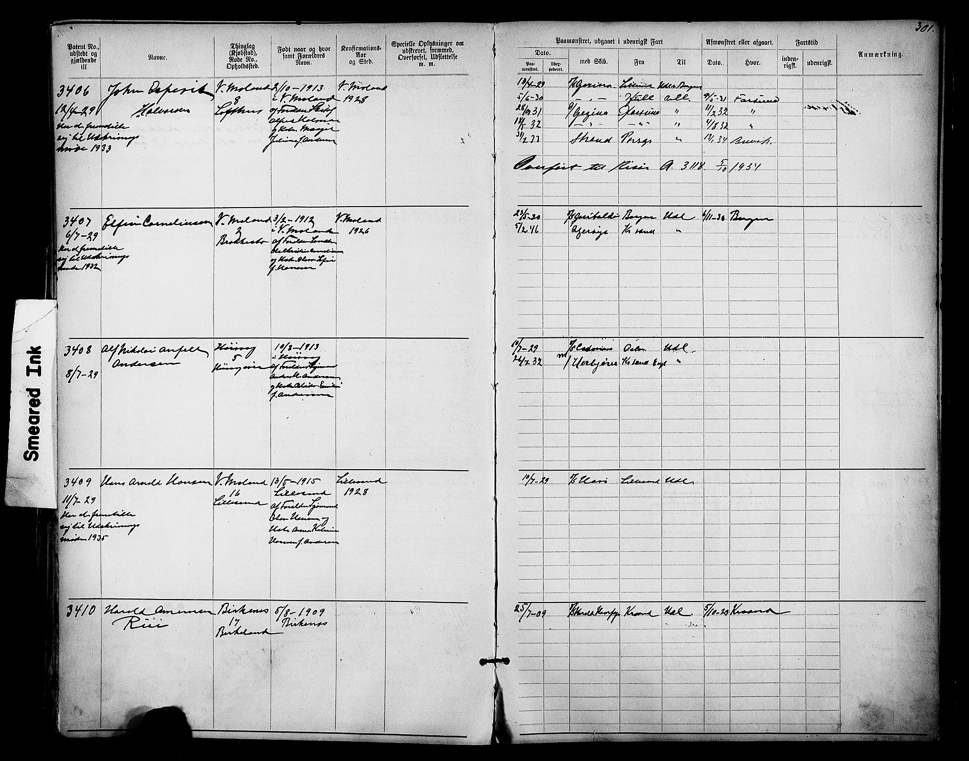 Lillesand mønstringskrets, AV/SAK-2031-0014/F/Fa/L0003: Annotasjonsrulle nr 1911-3489 med register, W-9, 1891-1932, p. 343