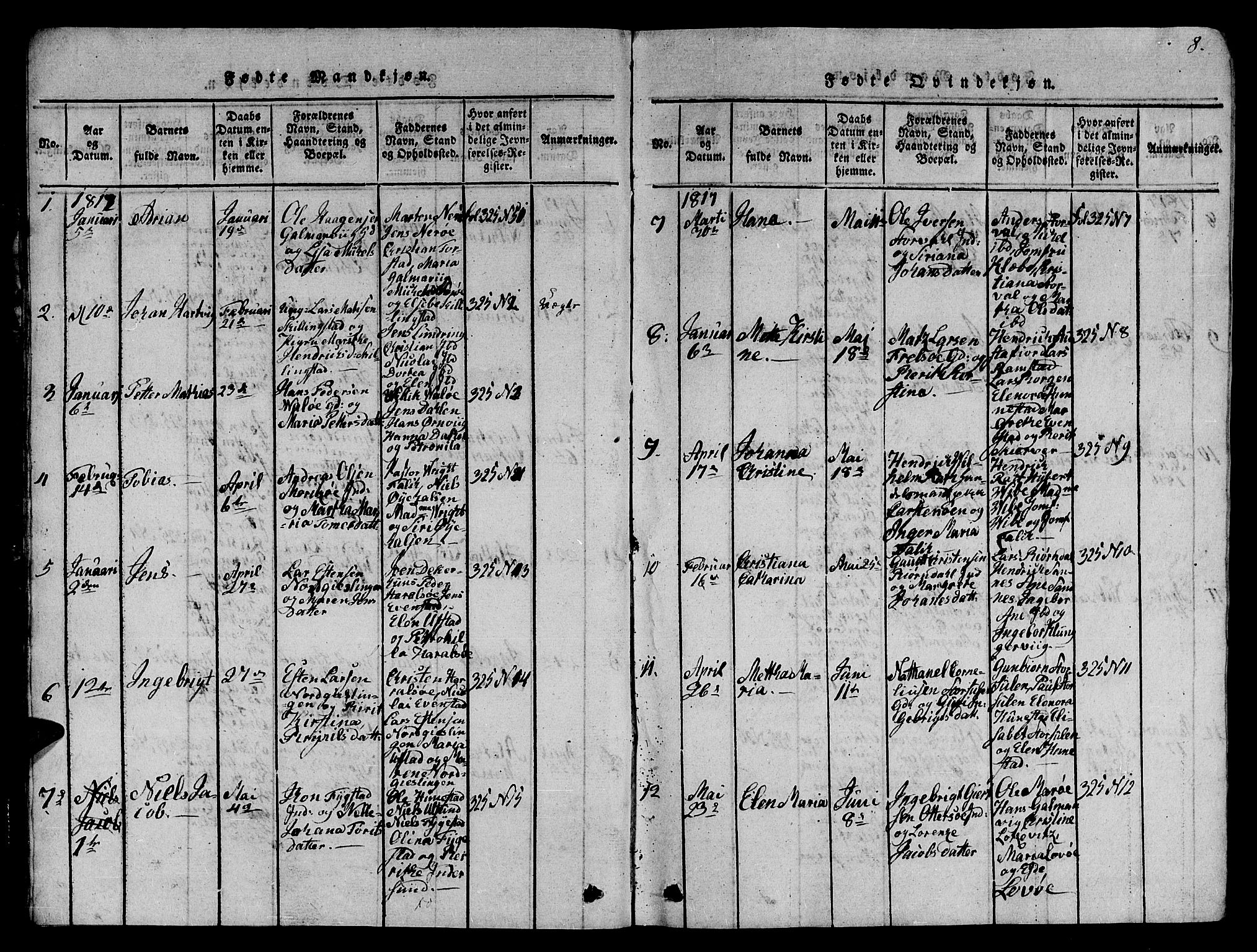 Ministerialprotokoller, klokkerbøker og fødselsregistre - Nord-Trøndelag, AV/SAT-A-1458/784/L0679: Parish register (copy) no. 784C01 /1, 1816-1822, p. 8