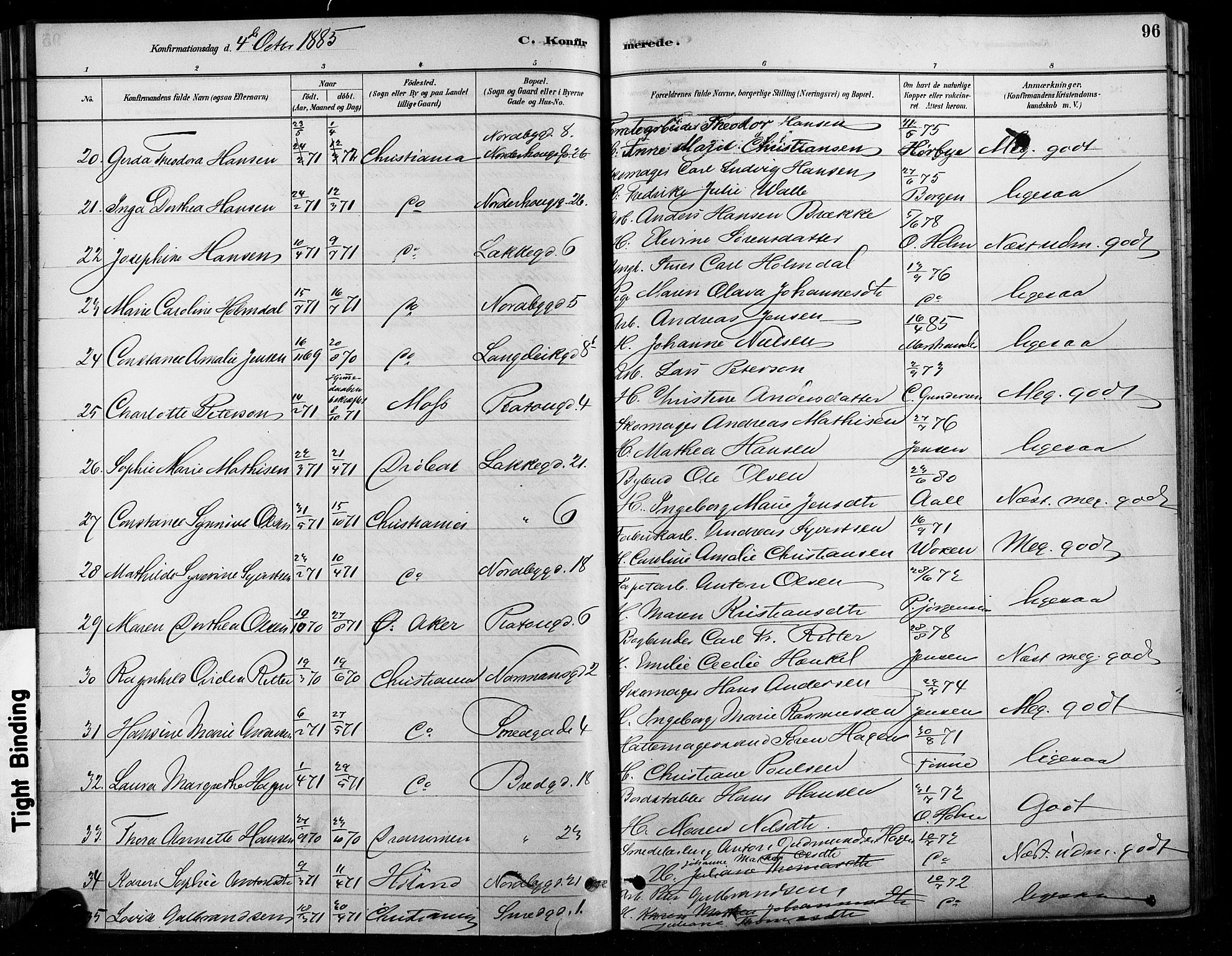 Grønland prestekontor Kirkebøker, SAO/A-10848/F/Fa/L0008: Parish register (official) no. 8, 1881-1893, p. 96