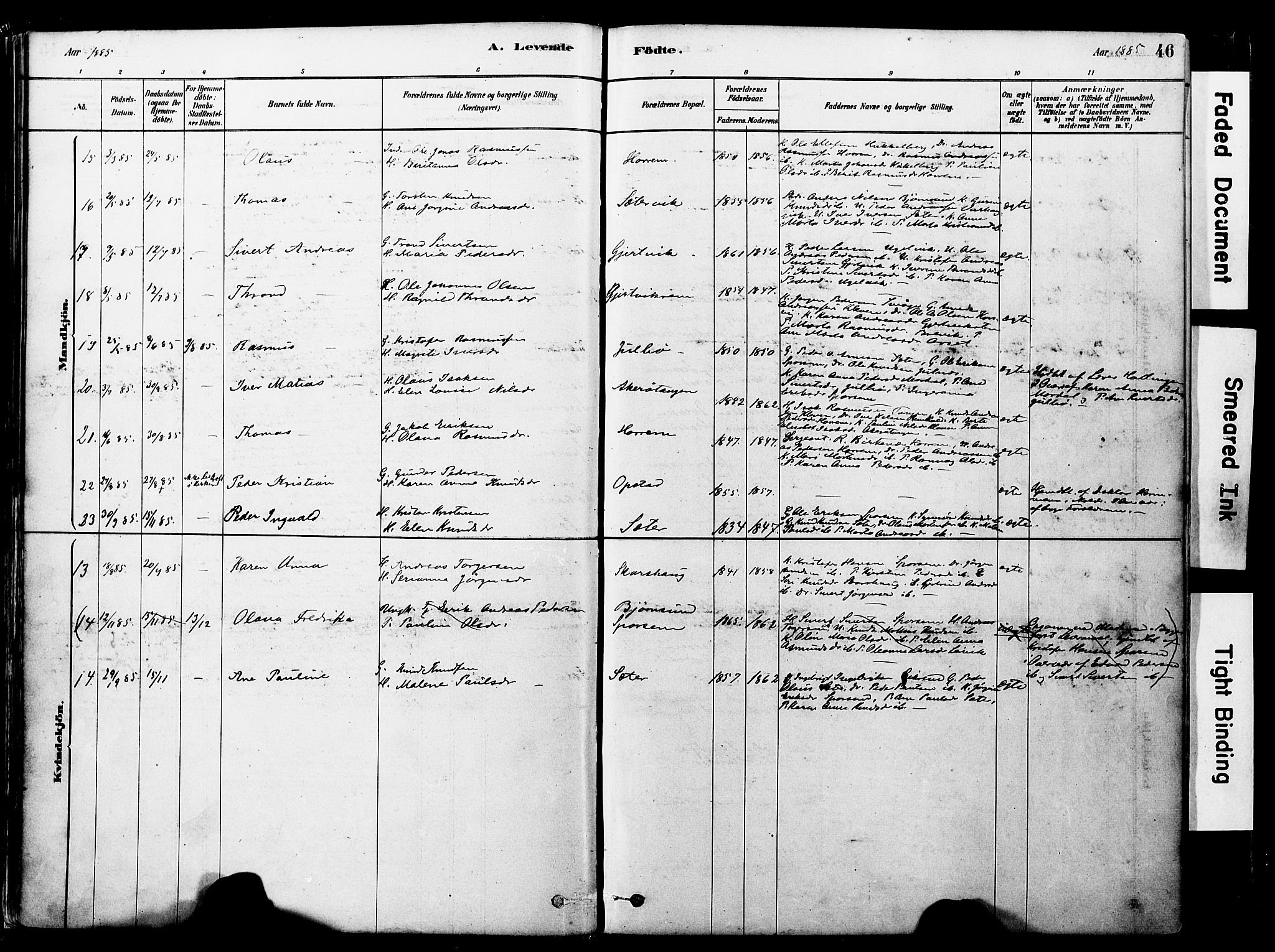 Ministerialprotokoller, klokkerbøker og fødselsregistre - Møre og Romsdal, AV/SAT-A-1454/560/L0721: Parish register (official) no. 560A05, 1878-1917, p. 46