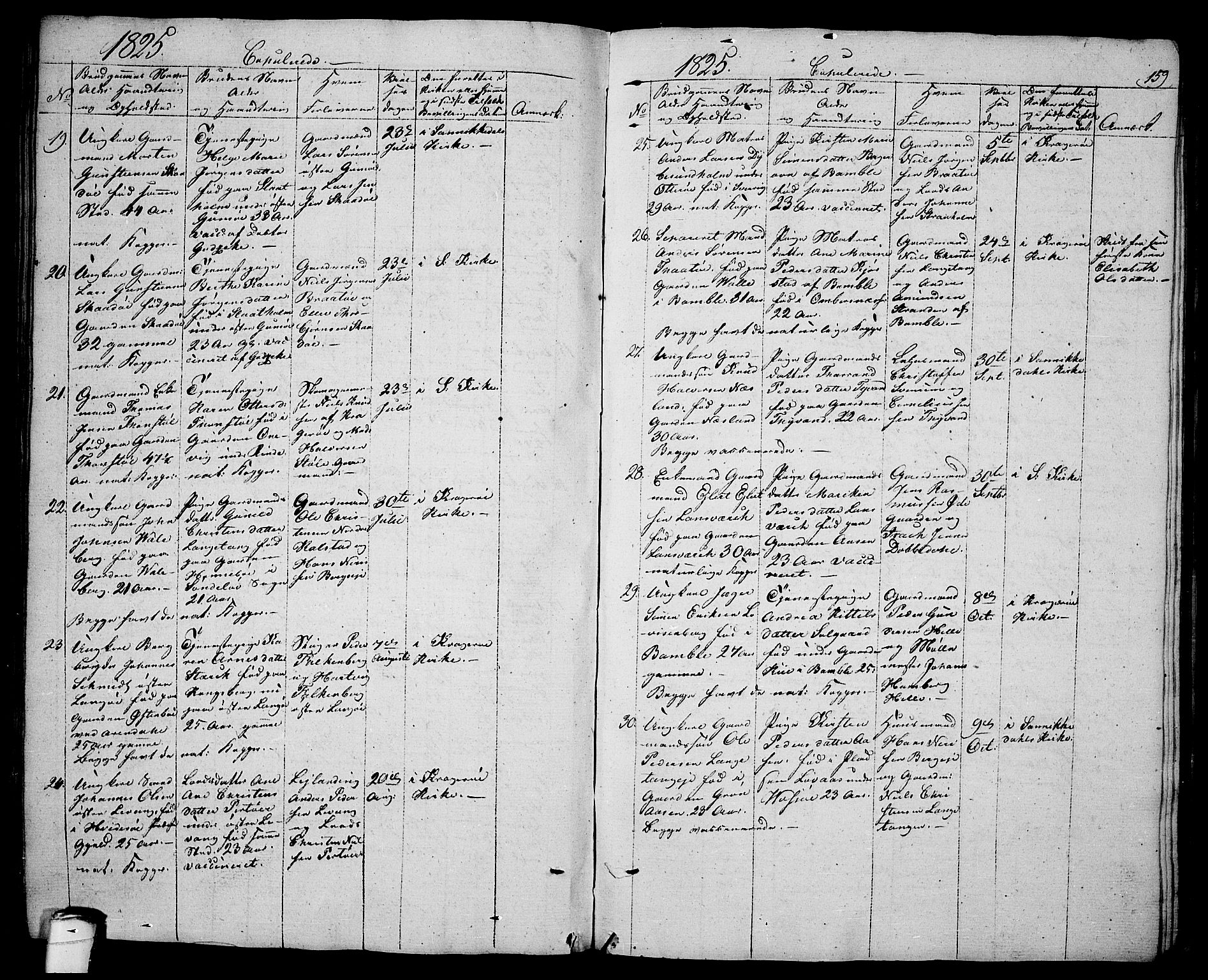 Sannidal kirkebøker, SAKO/A-296/F/Fa/L0005: Parish register (official) no. 5, 1823-1830, p. 159