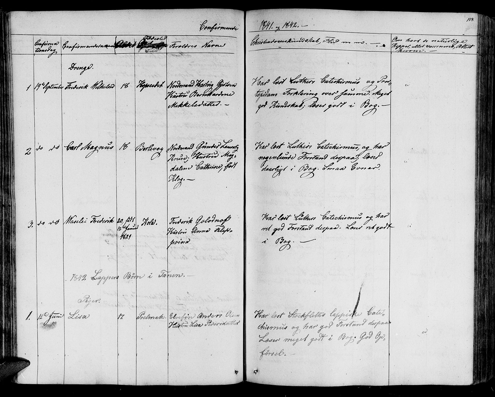 Lebesby sokneprestkontor, SATØ/S-1353/H/Ha/L0003kirke: Parish register (official) no. 3, 1833-1852, p. 108
