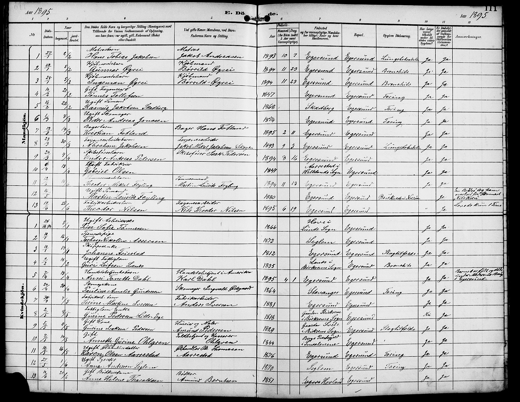 Eigersund sokneprestkontor, SAST/A-101807/S09/L0010: Parish register (copy) no. B 10, 1893-1907, p. 111