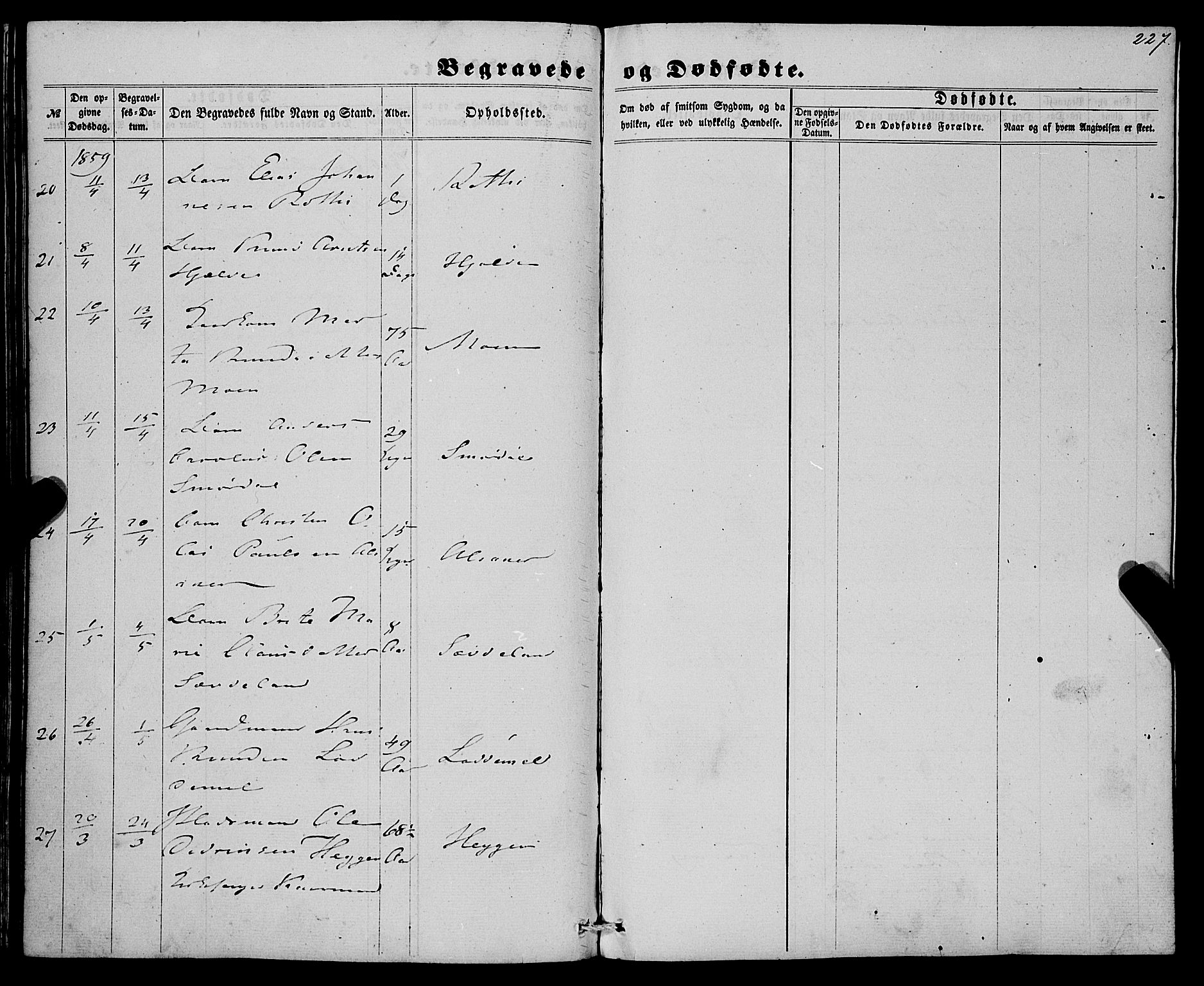 Eid sokneprestembete, AV/SAB-A-82301/H/Haa/Haaa/L0008: Parish register (official) no. A 8, 1858-1860, p. 227