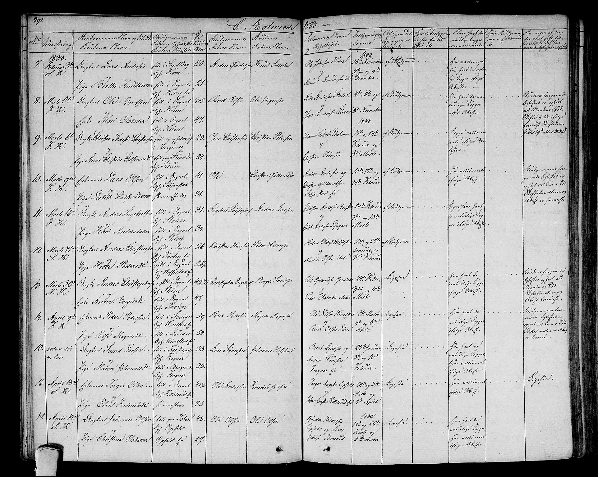 Lier kirkebøker, SAKO/A-230/F/Fa/L0010: Parish register (official) no. I 10, 1827-1843, p. 291