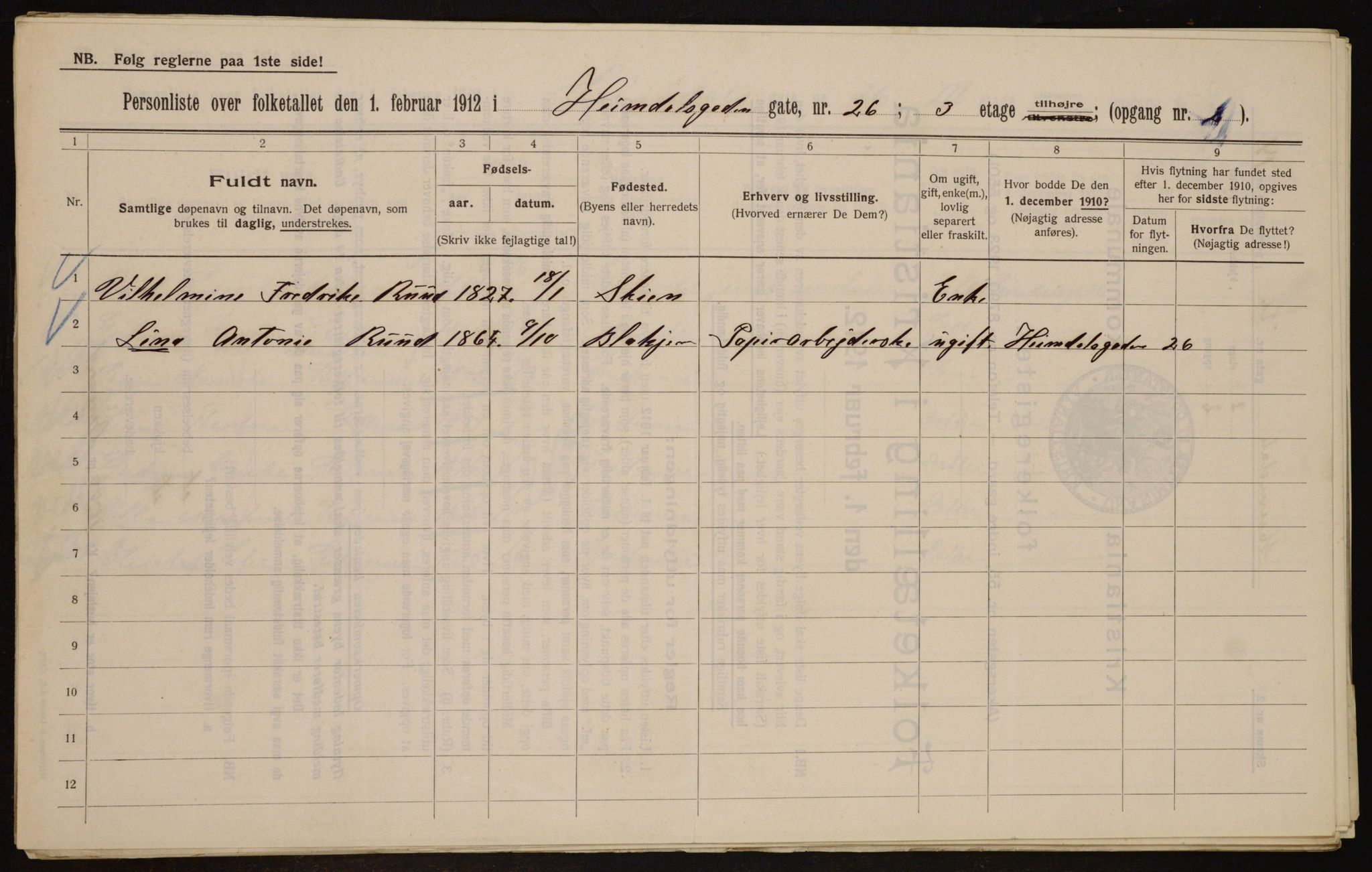 OBA, Municipal Census 1912 for Kristiania, 1912, p. 37210