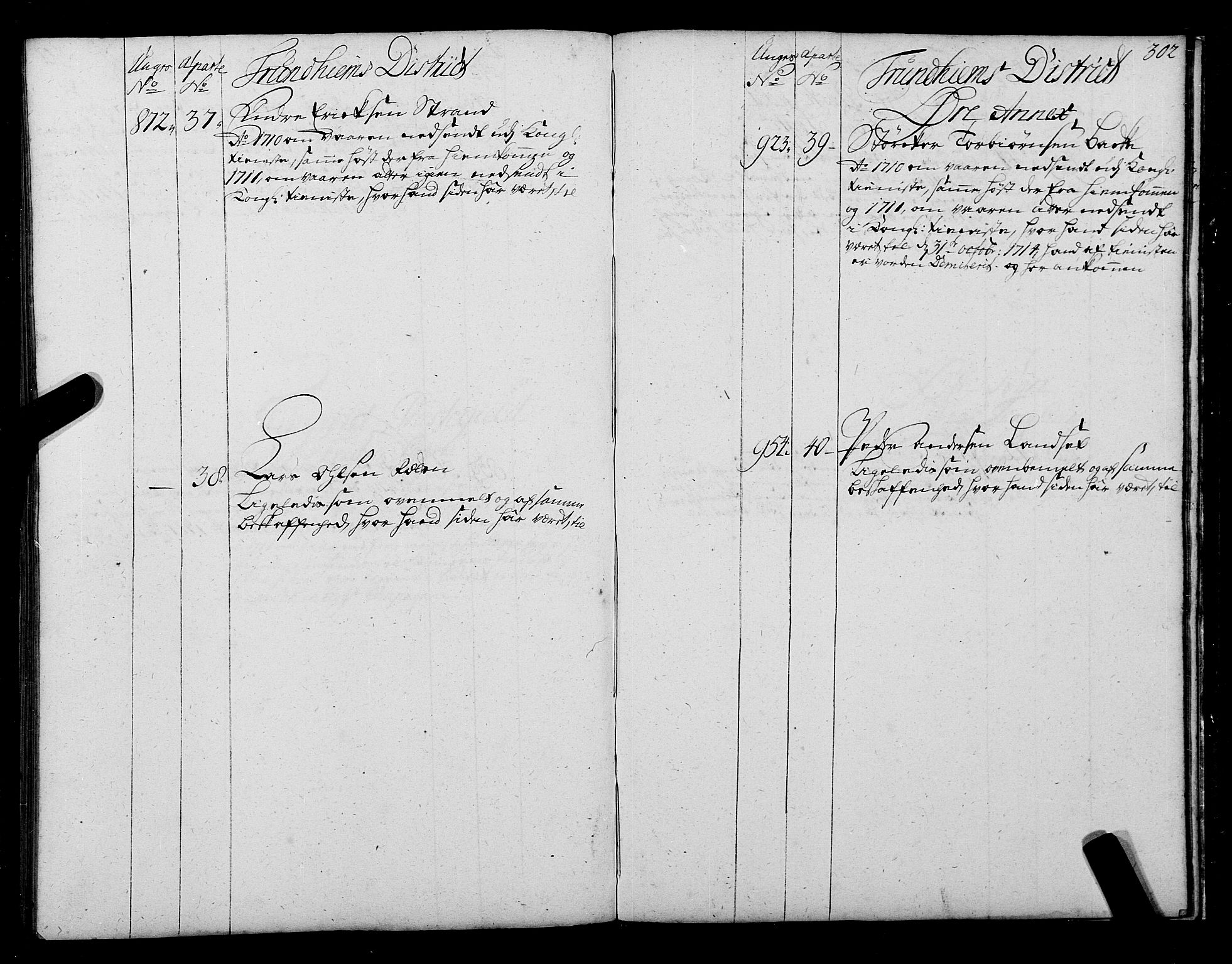 Sjøinnrulleringen - Trondhjemske distrikt, SAT/A-5121/01/L0004: Ruller over sjøfolk i Trondhjem by, 1704-1710, p. 302