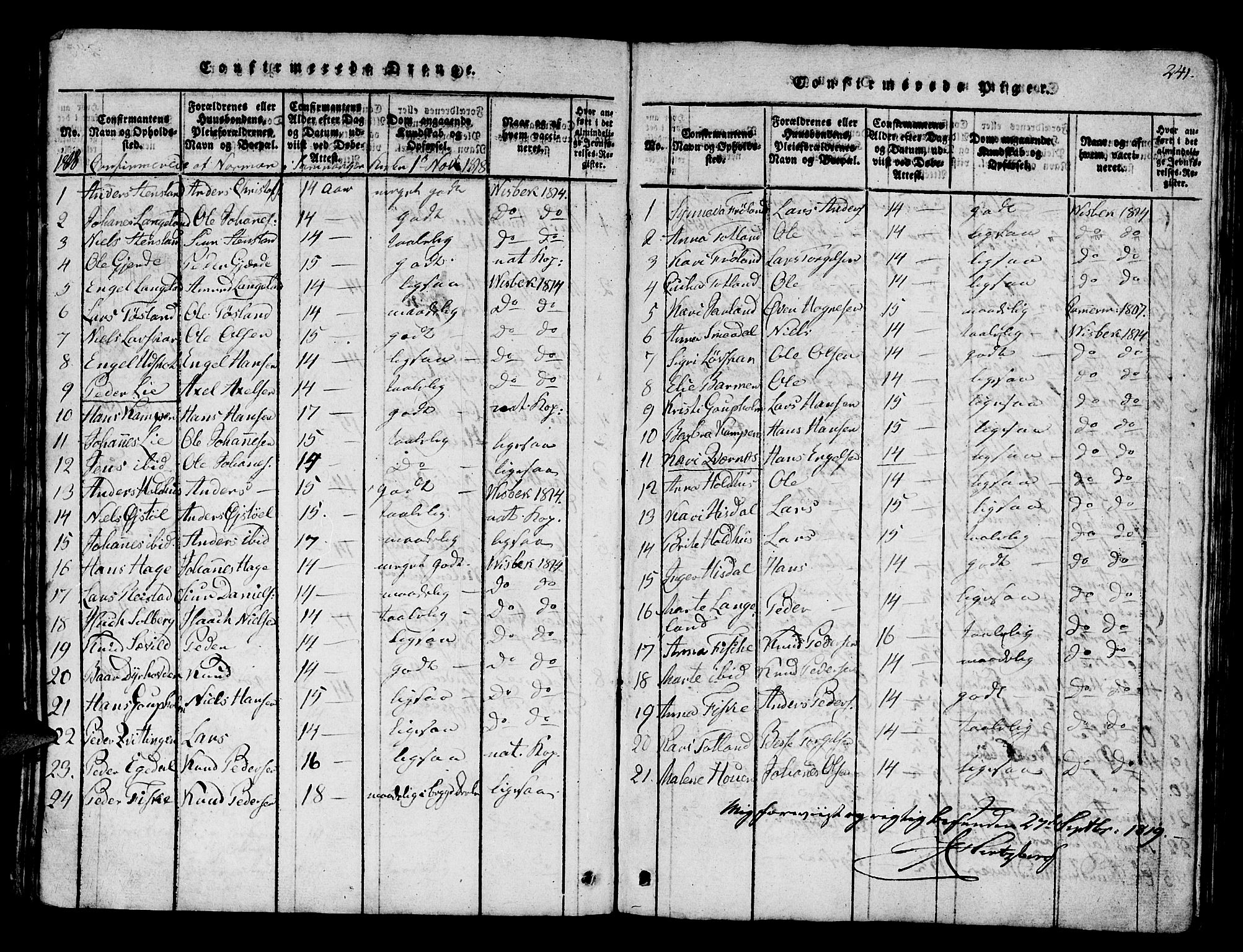 Os sokneprestembete, AV/SAB-A-99929: Parish register (official) no. A 12, 1816-1825, p. 241