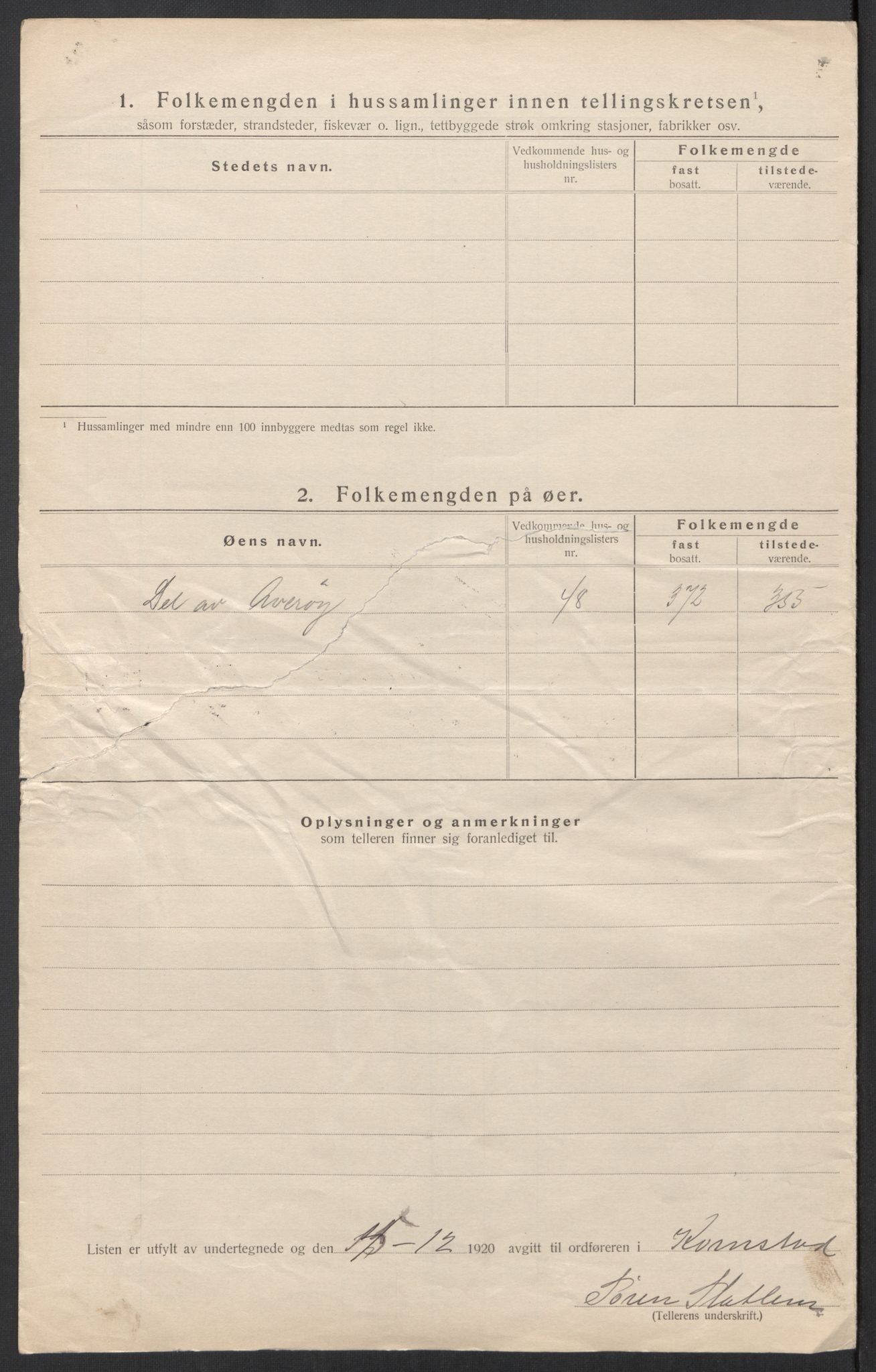 SAT, 1920 census for Kornstad, 1920, p. 8
