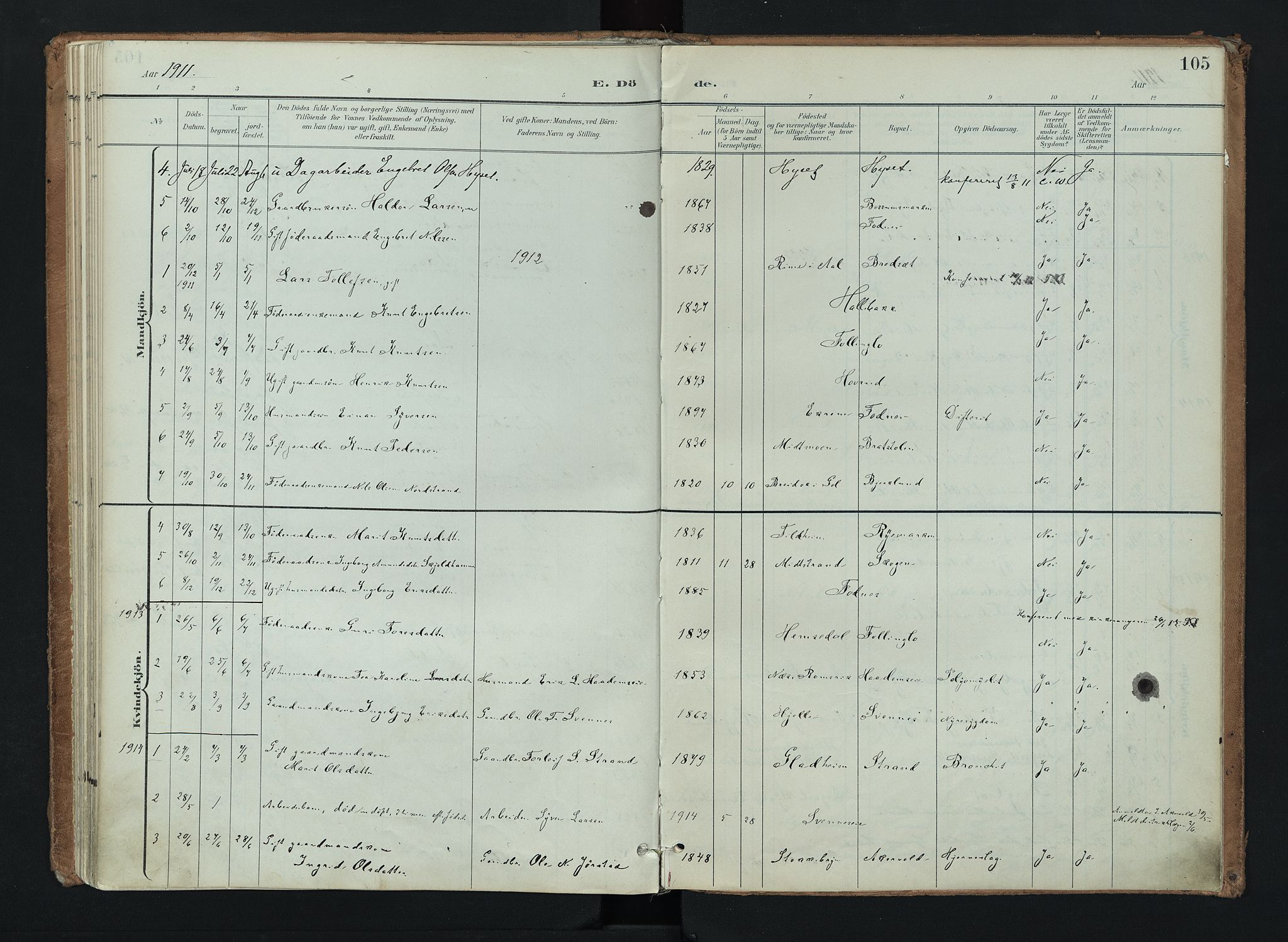 Nord-Aurdal prestekontor, SAH/PREST-132/H/Ha/Haa/L0016: Parish register (official) no. 16, 1897-1925, p. 105