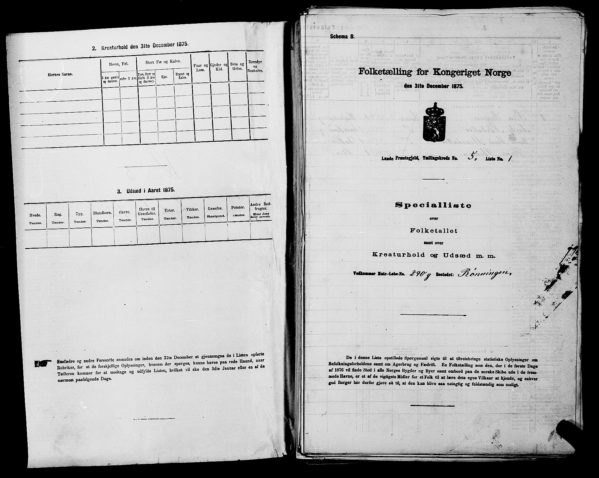 SAKO, 1875 census for 0820P Lunde, 1875, p. 657