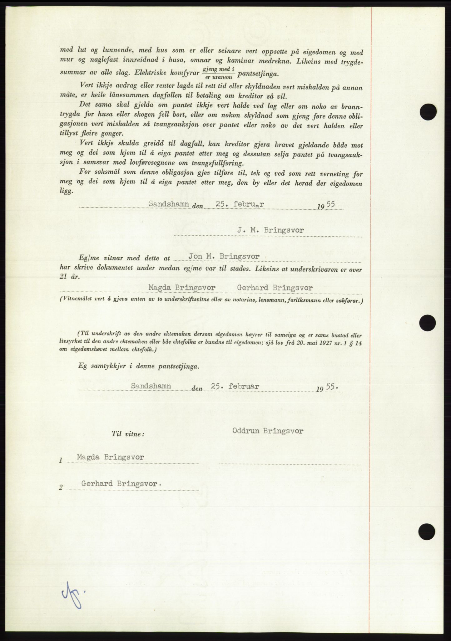 Søre Sunnmøre sorenskriveri, AV/SAT-A-4122/1/2/2C/L0126: Mortgage book no. 14B, 1954-1955, Diary no: : 464/1955